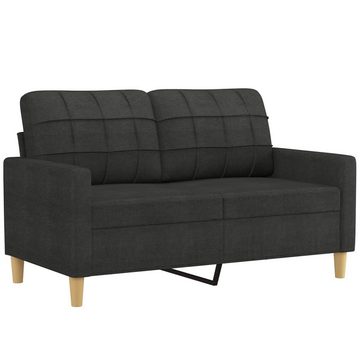 vidaXL Sofa 2-Sitzer-Sofa mit Zierkissen Schwarz 120 cm Stoff