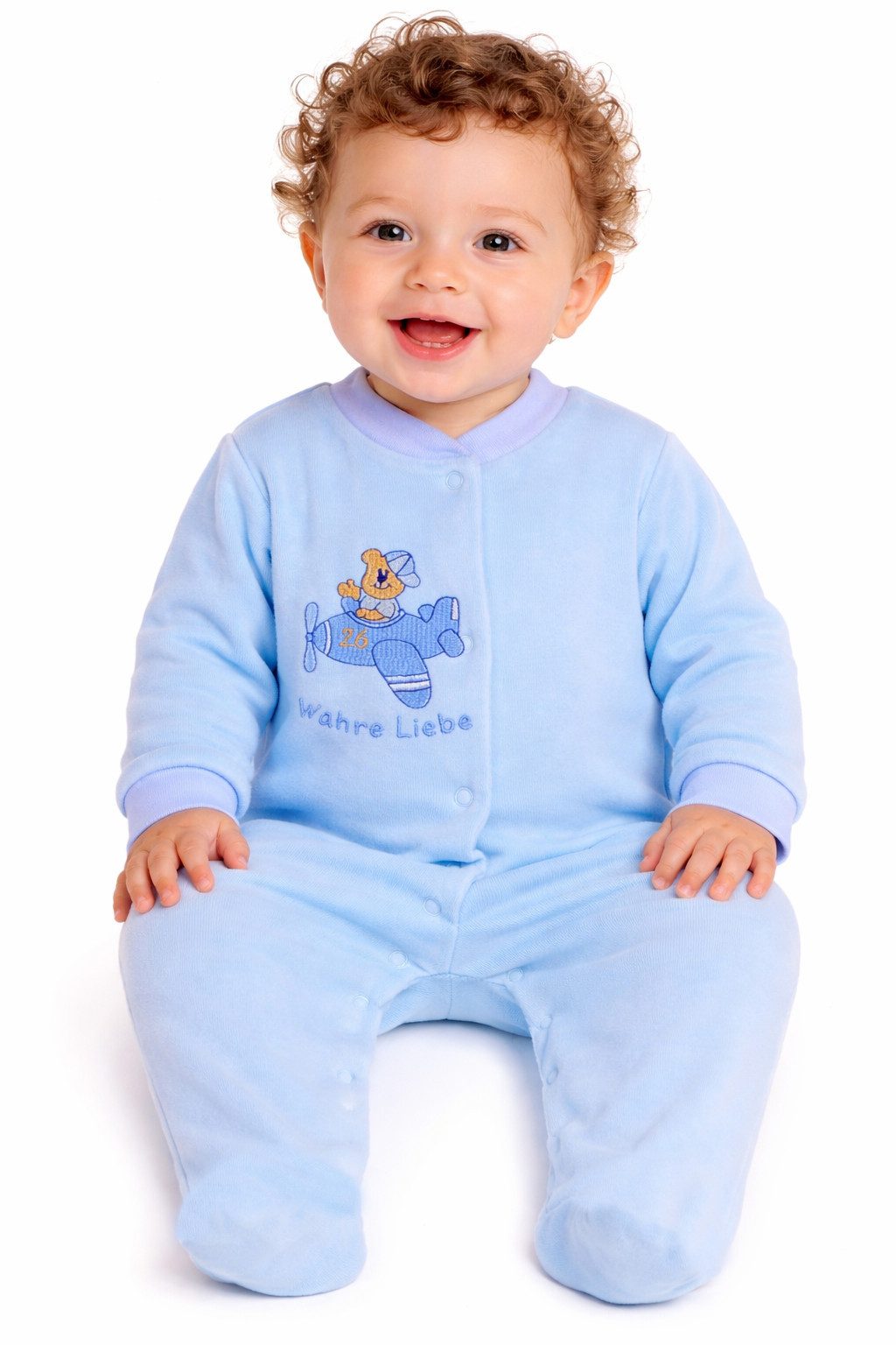 Strampler Baby Overall aus Veloutrs Einteiler in Blau für Neugeborene