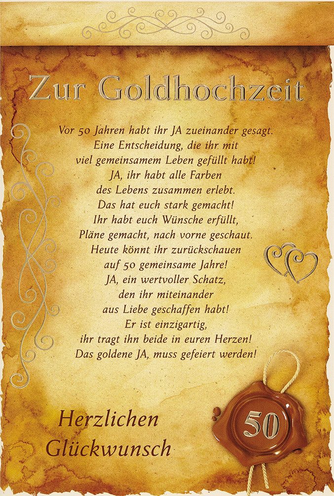 BSB Grußkarten Goldhochzeit - 50. Hochzeitstag - Glückwunschkarte im Format 11,5 x