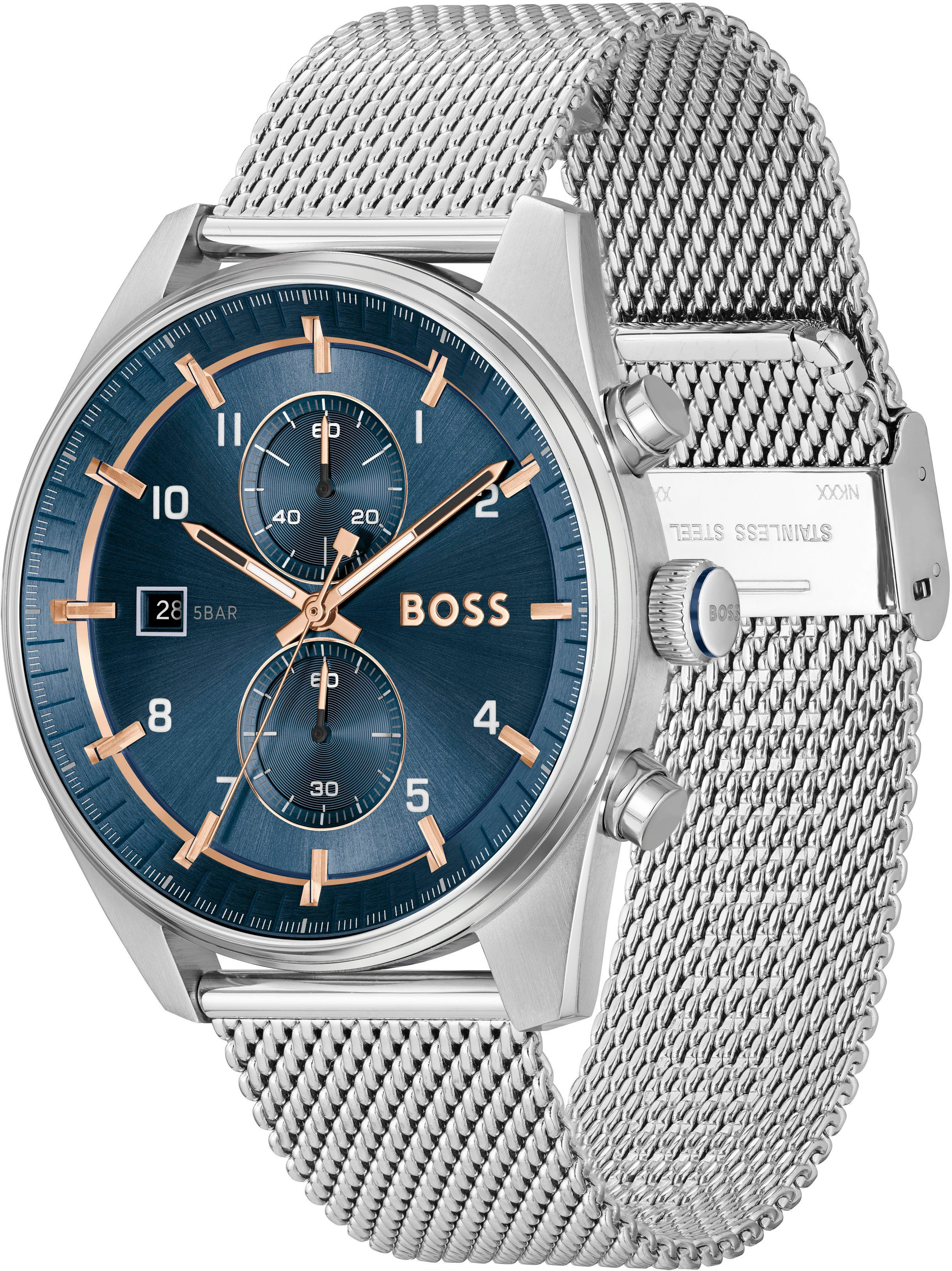 BOSS Chronograph SKYTRAVELLER 1514149, Quarzuhr, Herrenuhr, Armbanduhr, Sto günstig online kaufen