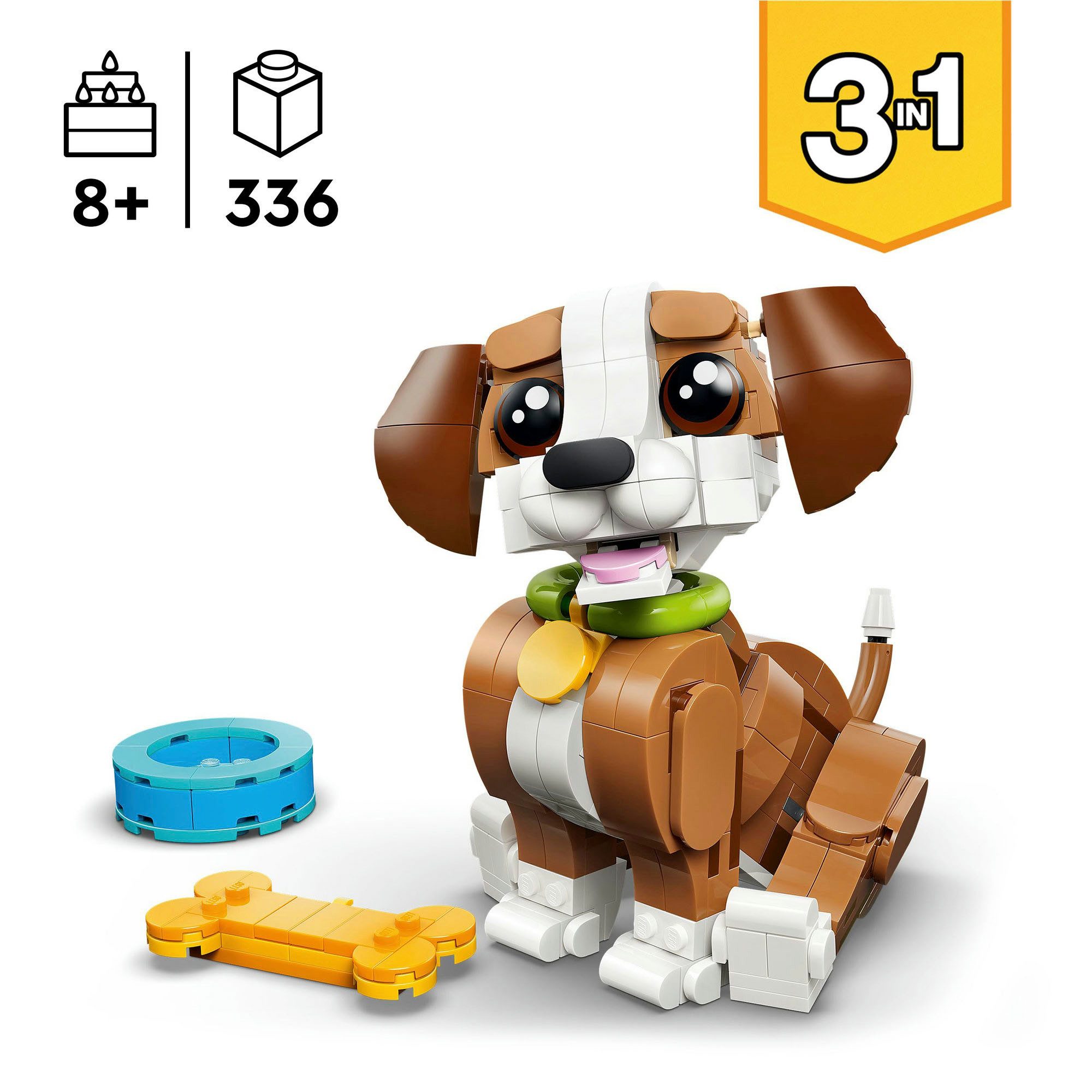 LEGO® Niedliche Tiere: Verspielter Welpe (31382), LEGO Creator Konstruktionsspielsteine, (336 St), Made in Europe – Bild 3 von 5