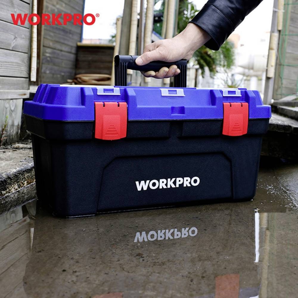WorkPro Werkzeugkoffer WP283002 507 x 254 x259 mm Werkzeugkasten unbestückt Blau, Schwarz