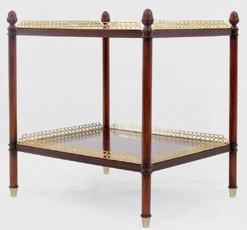 Casa Padrino Beistelltisch Luxus Jugendstil Beistelltisch Braun / Gold / Messingfarben 69 x 57 x H. 71 cm - Edler Mahagoni Tisch - Möbel - Luxus Qualität
