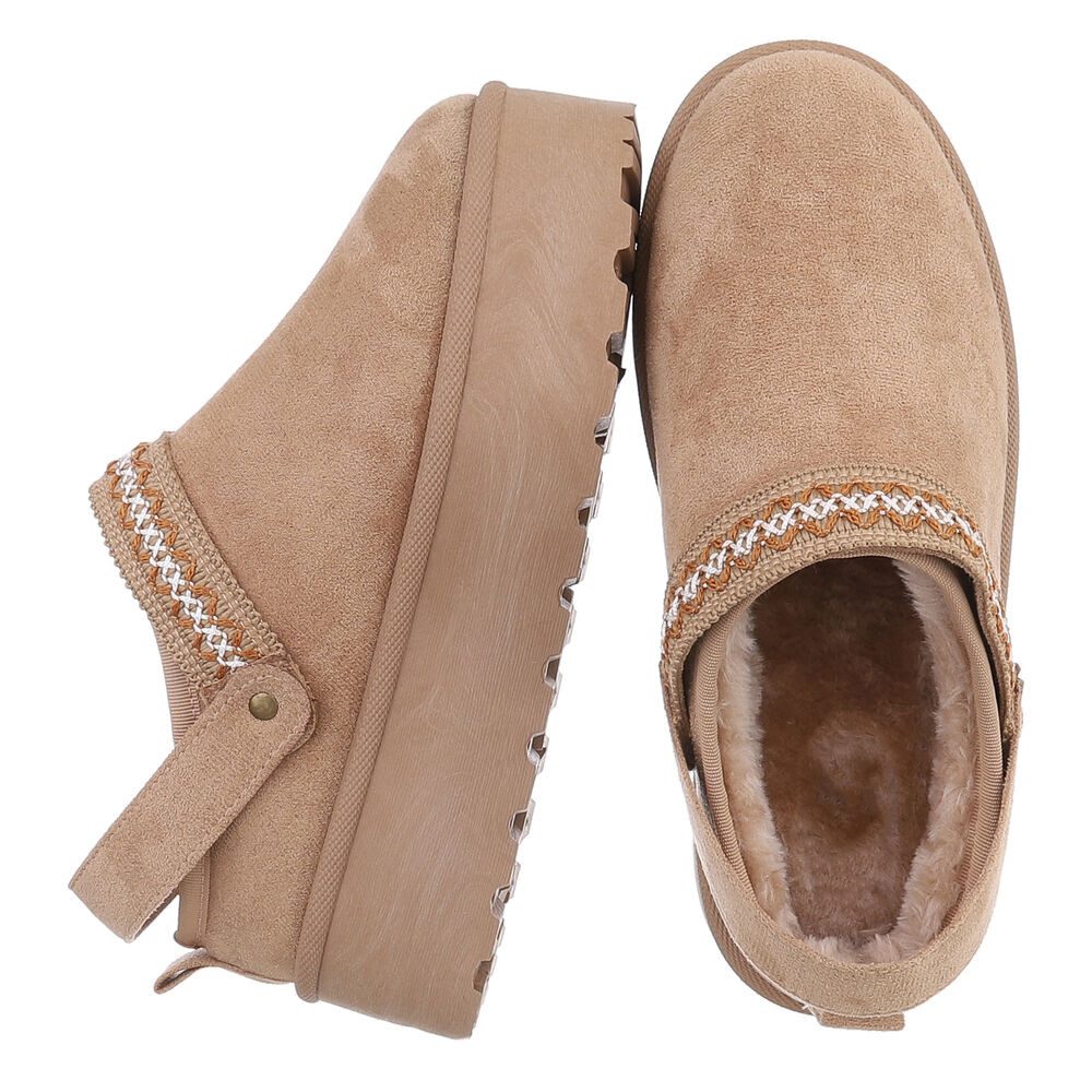 Ital-Design Bequeme Freizeitschuhe mit Riemen für Damen Snowboots (90169597) Flach Stiefeletten in Hellbraun