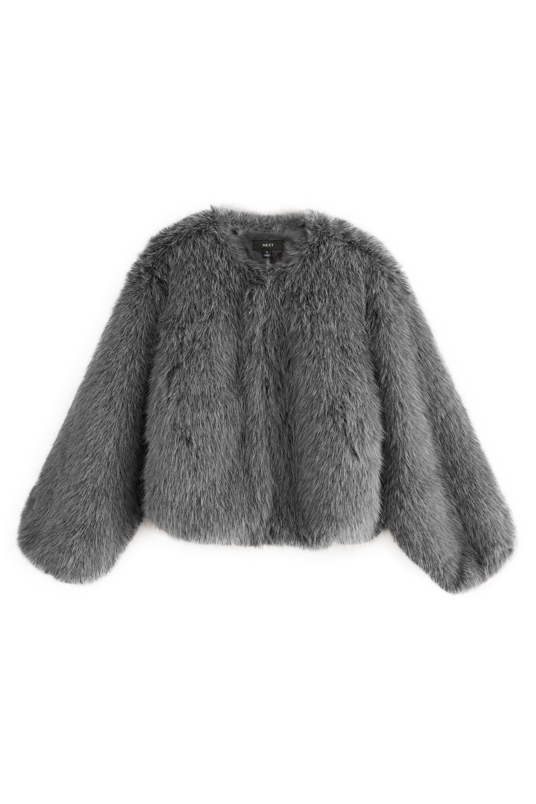 Next Fellimitatjacke Kragenloser Kunstfellmantel, Kurzgröße (1-St) günstig online kaufen