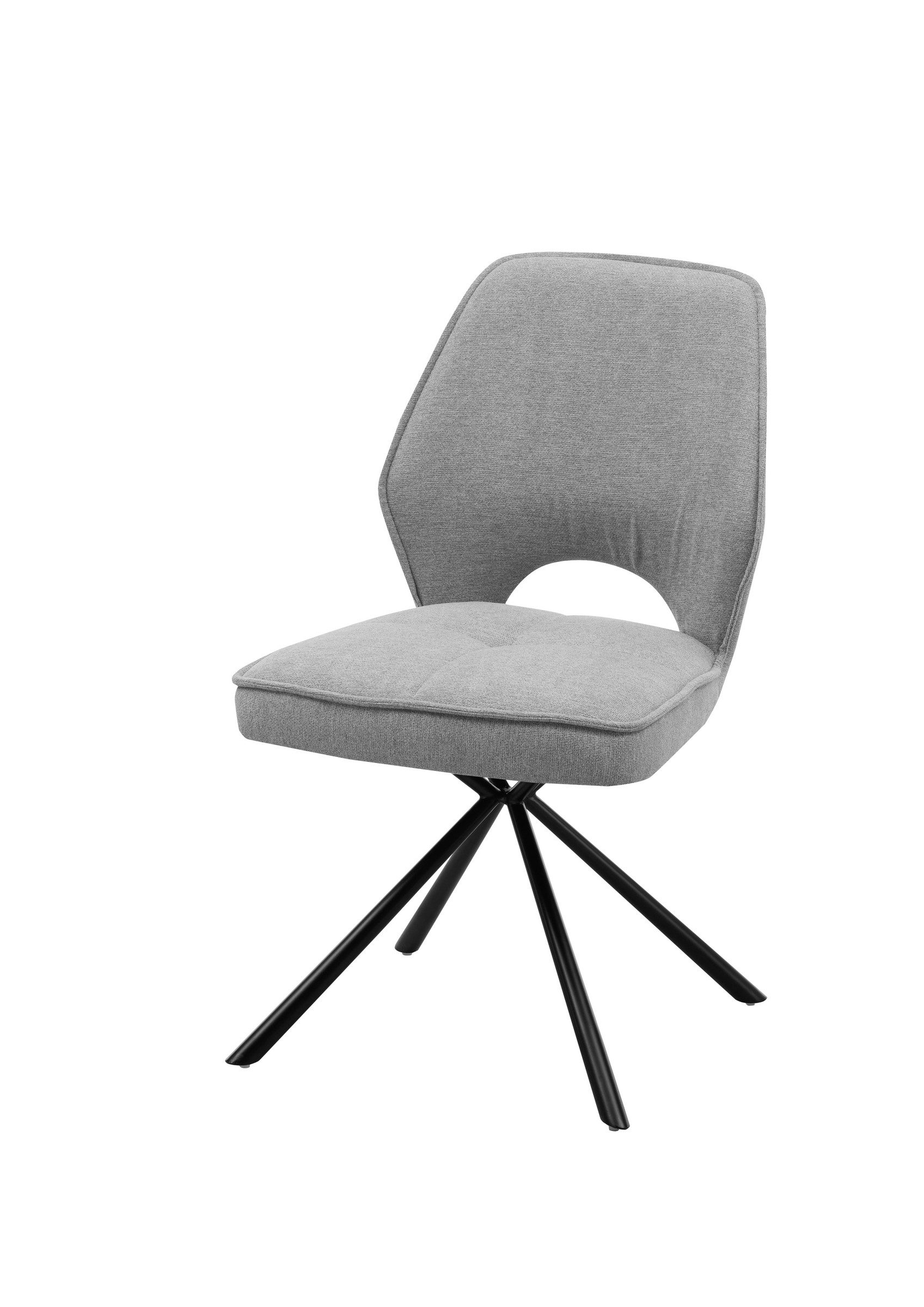 Esszimmerstuhl (2er Set) in grau, Stoffbezug - 48x89x60cm (BxHxT)