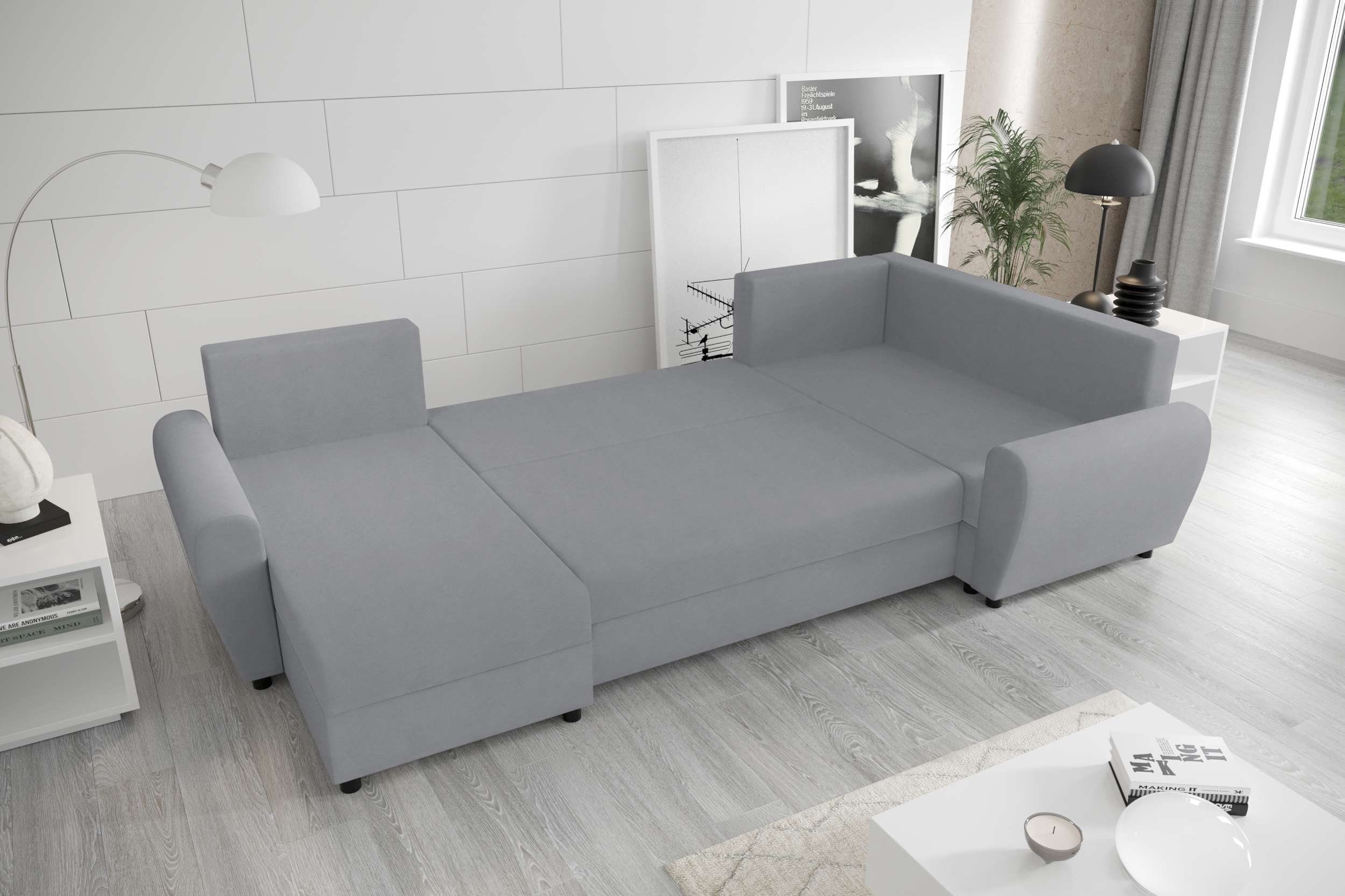 Eckcouch, Design Sitzkomfort, mit Bettkasten, mit Sofa, Haven, Stylefy Wohnlandschaft Bettfunktion, Modern U-Form,