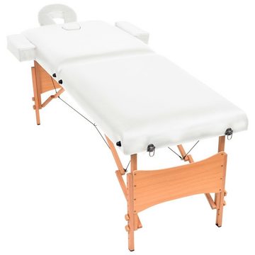 vidaXL Massageliege Massageliege 2 Zonen Tragbar 10 cm Polsterung Weiß