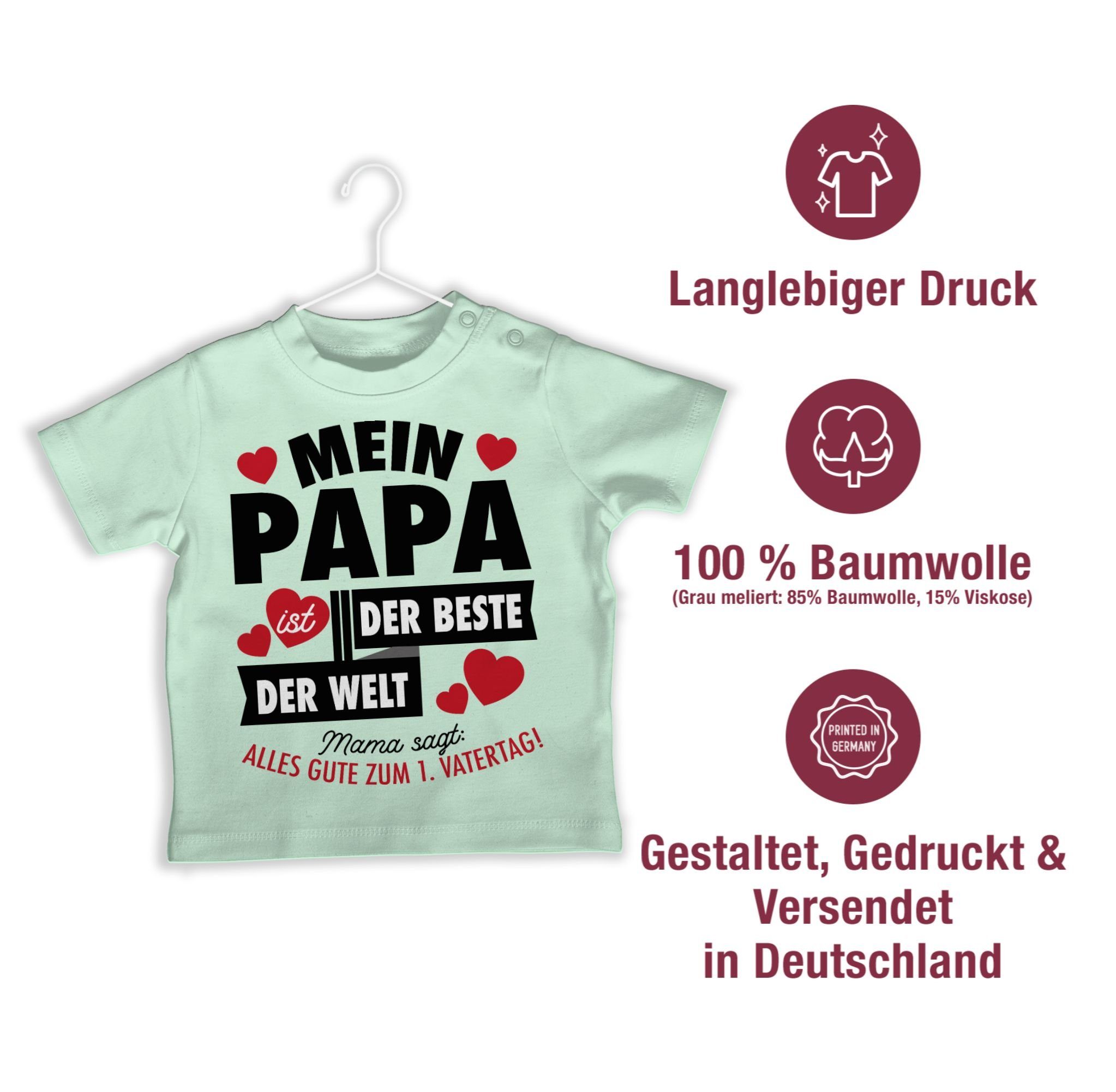 Geschenk Shirtracer Mintgrün der Beste Baby 2 T-Shirt Welt Papa der Mein Vatertag ist