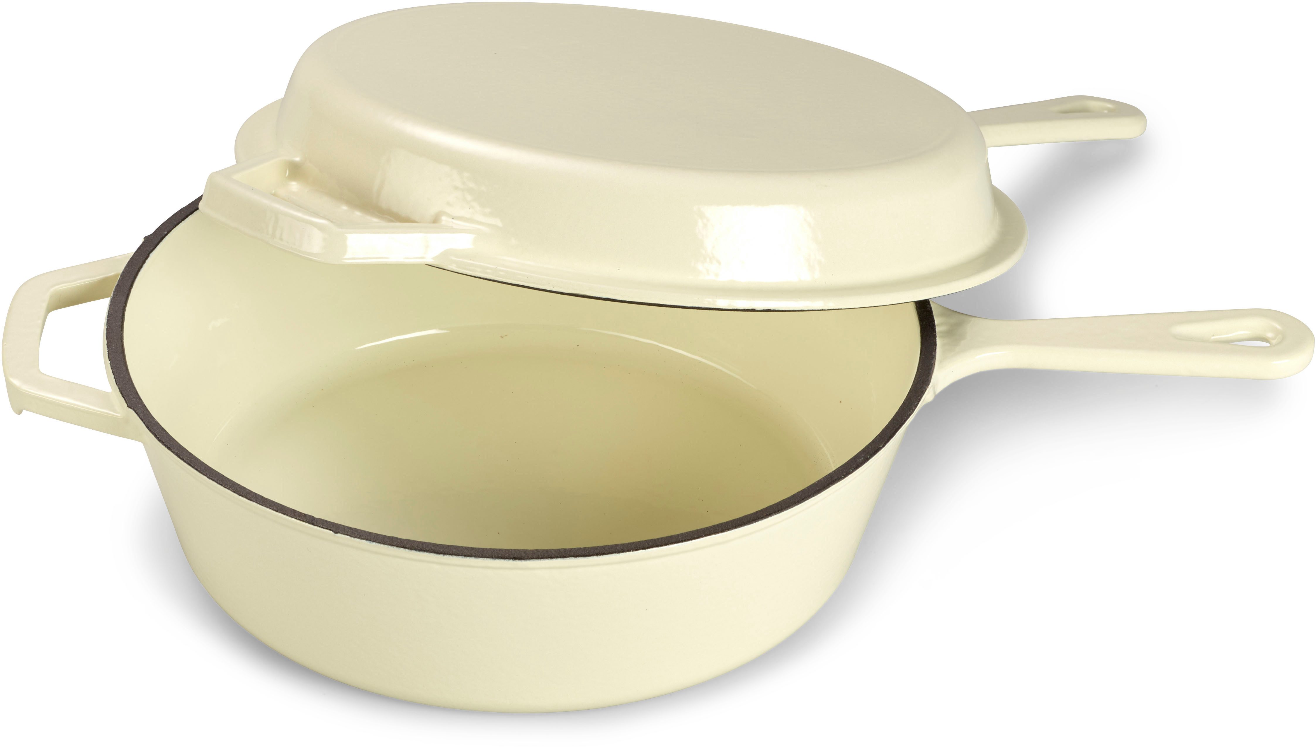 ECHTWERK Schmortopf 2 in 1 Set - Topf & Pfanne aus Gusseisen, Gusseisen (Set, 2-tlg), Mit allen Herdarten kompatibel, ergonomische Griffe