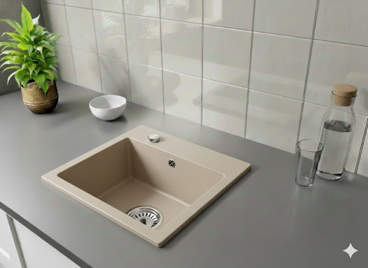Faizee Home Granitspüle Faizee Home, Granitspüle Compact 44×41,5 cm – Küchenspüle Spülbecken