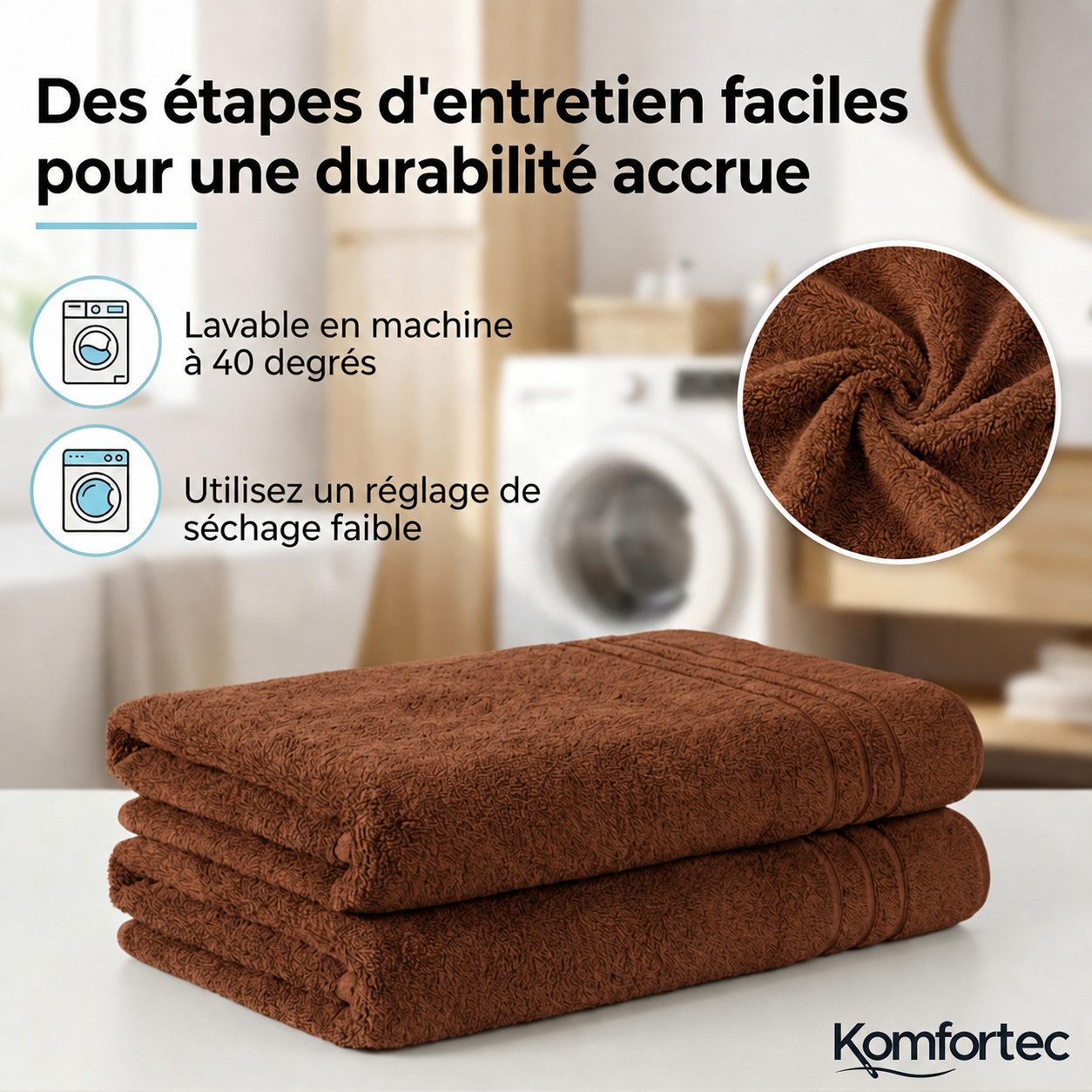 Komfortec Saunatuch 100x200 cm Badetuch aus 100% Baumwolle, Frottee (1-St), extra Große, Schnelltrocknend – Bild 4 von 5