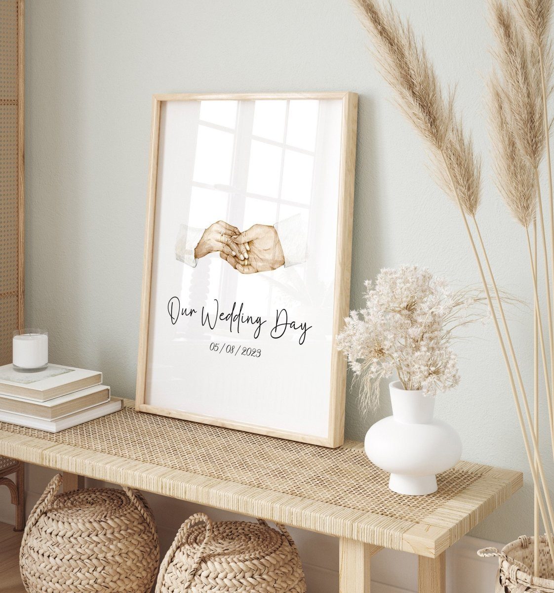 JUSTGOODMOOD Poster Hochzeit Verlobung Geschenkidee Datum Text Personalisiert Hochzeit Bra, Beige (1 St)