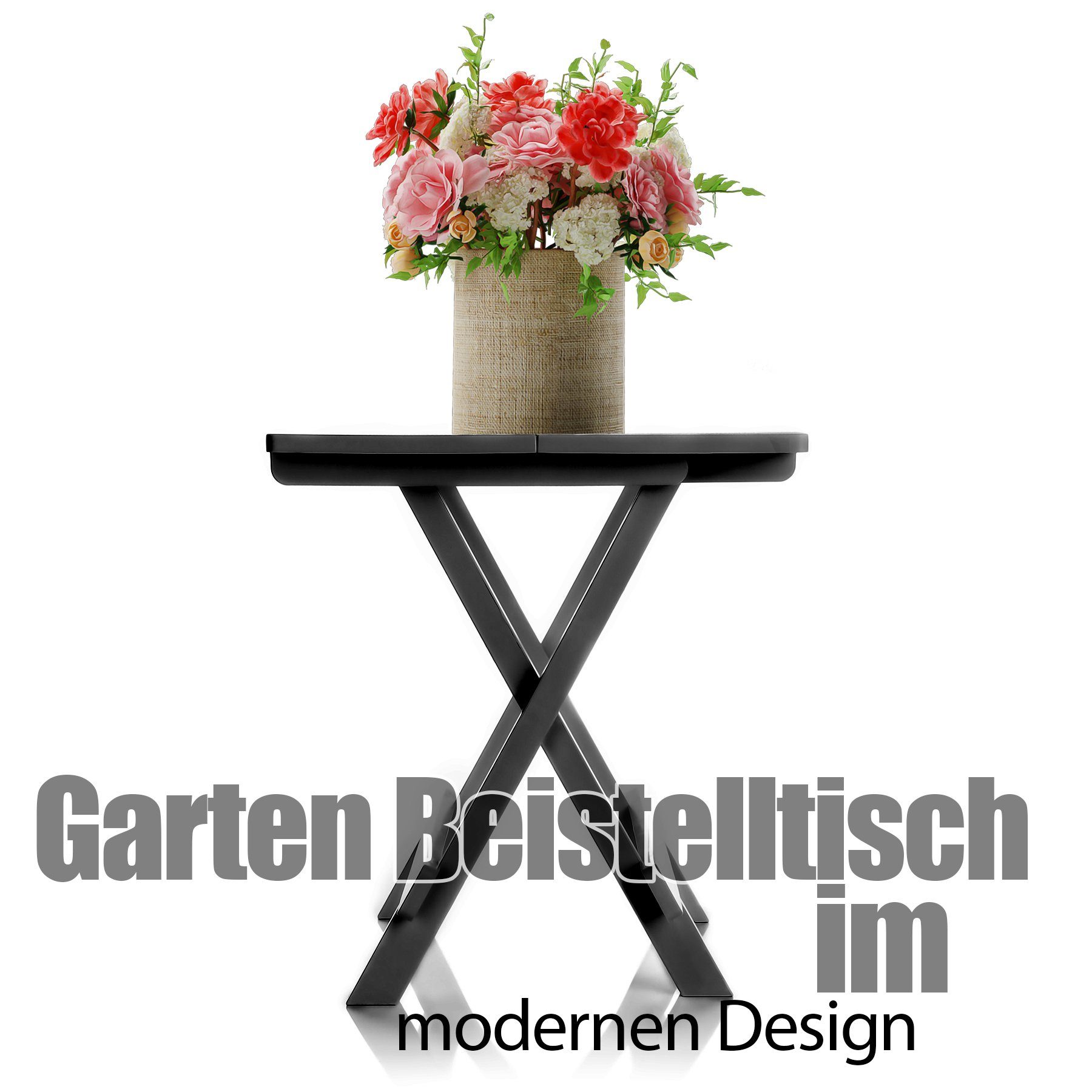 BigDean Klapptisch Klapptisch klein in anthrazit aus Kunststoff LxBxH 45x43x50cm (Packung, 1-St., Klapptisch), Wetterfest, Klappbar, Kompakt, Robust – Bild 5 von 5