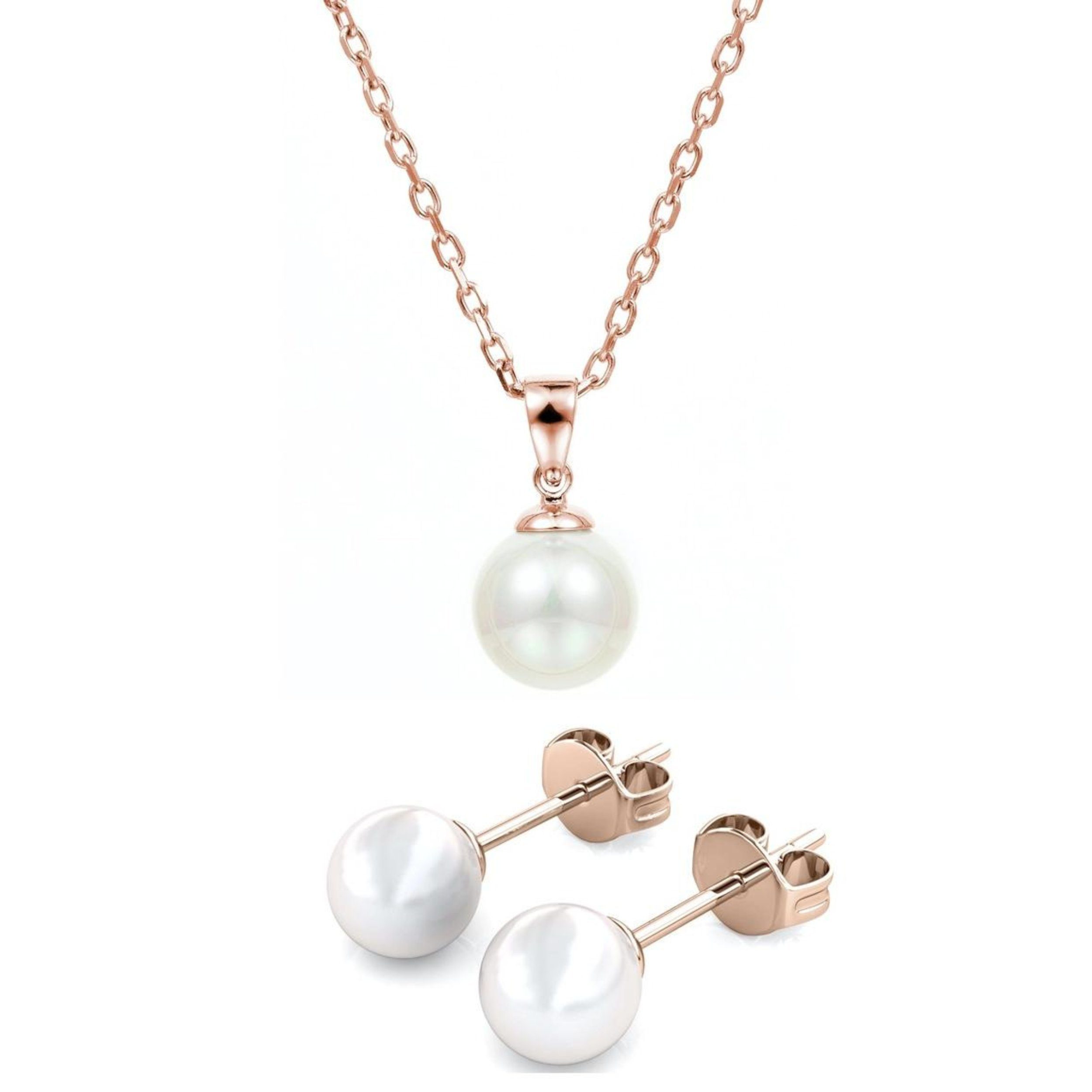 Ella Eisvogel Schmuckset Perlmutt Duo - Roségold & Perle, 18 Karat