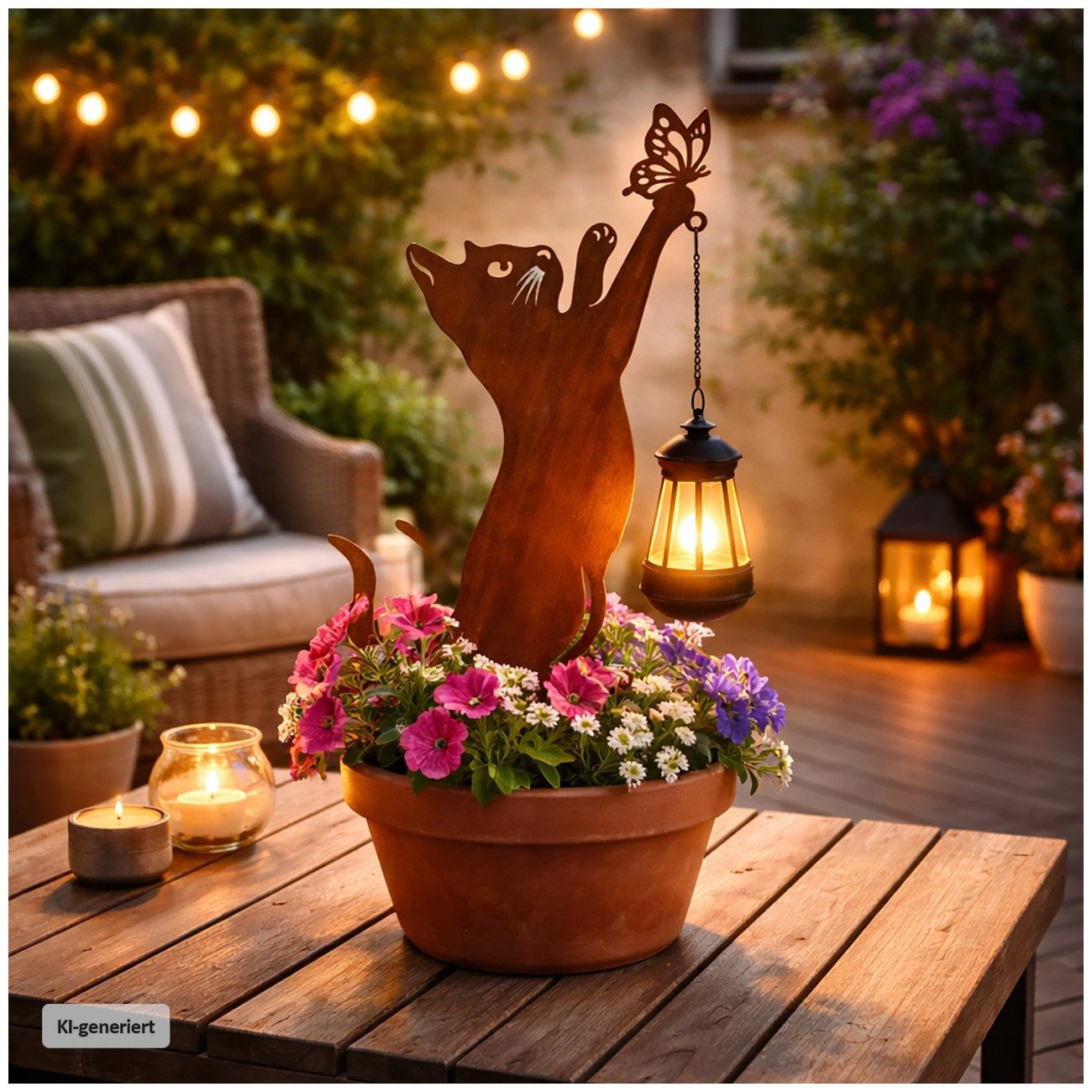 HTI-Living Gartenfigur Gartenstecker Katze Metall Rostoptik mit Lampe dekorative Gartendeko, (1 Stück, 1 Gartenstecker ohne Dekoration) – Bild 3 von 5
