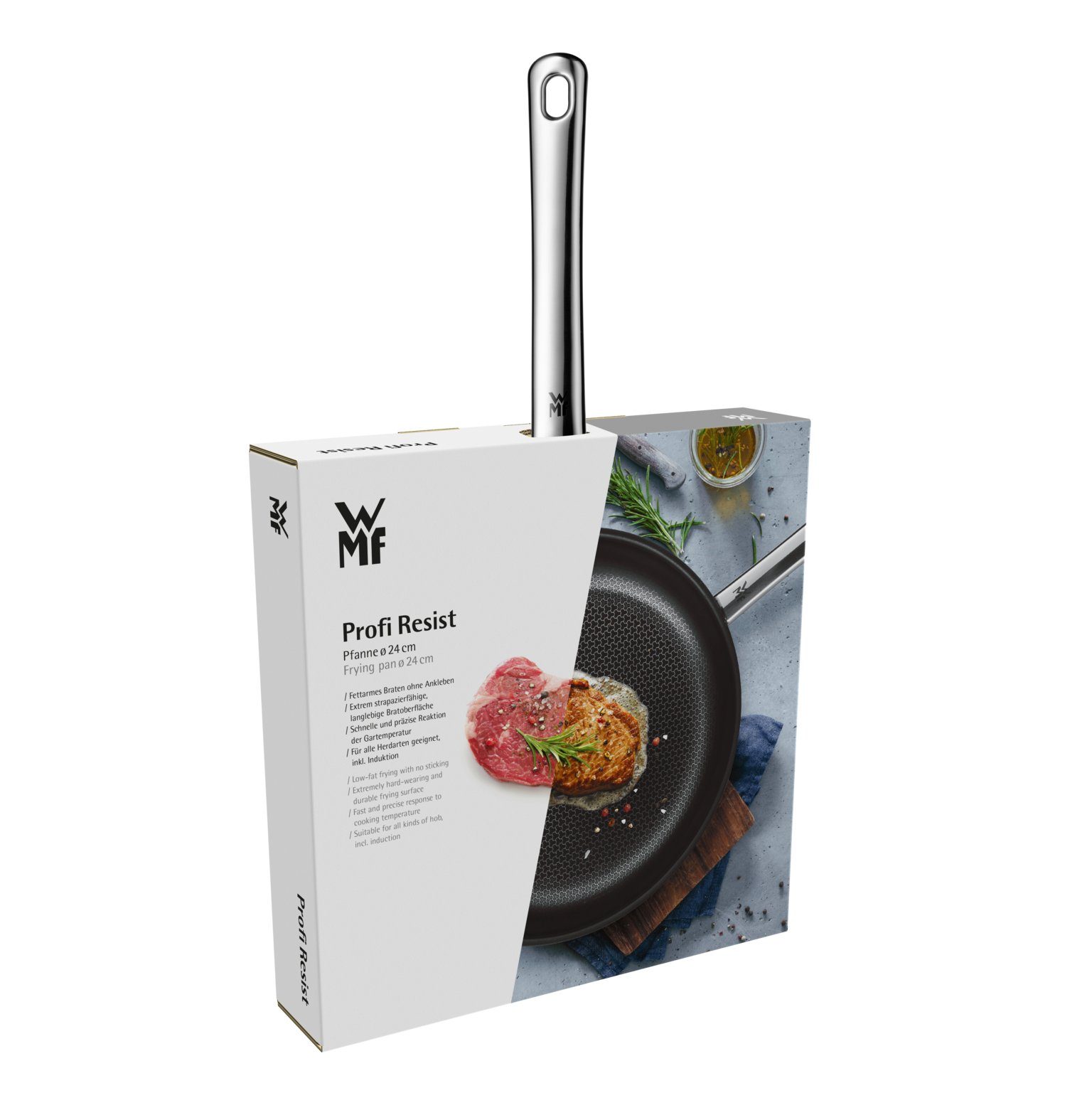 WMF Bratpfanne Profi Resist Stielpfanne mit beschichtetem Schüttrand, 24 cm, 3-Schicht-Material: Edelstahl rostfrei, Aluminium, Chromstahl (24 cm (Höhe 5 cm), 1 – Bild 5 von 5