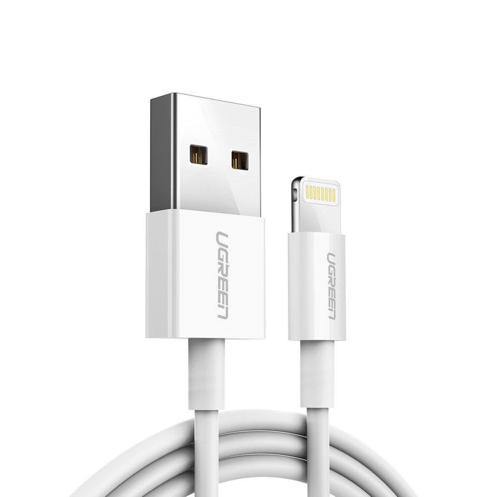 UGREEN Vernickeltes Kabel 10W USB-A kompatibel mit iPhone-Kabel in Weiß Autoladekabel