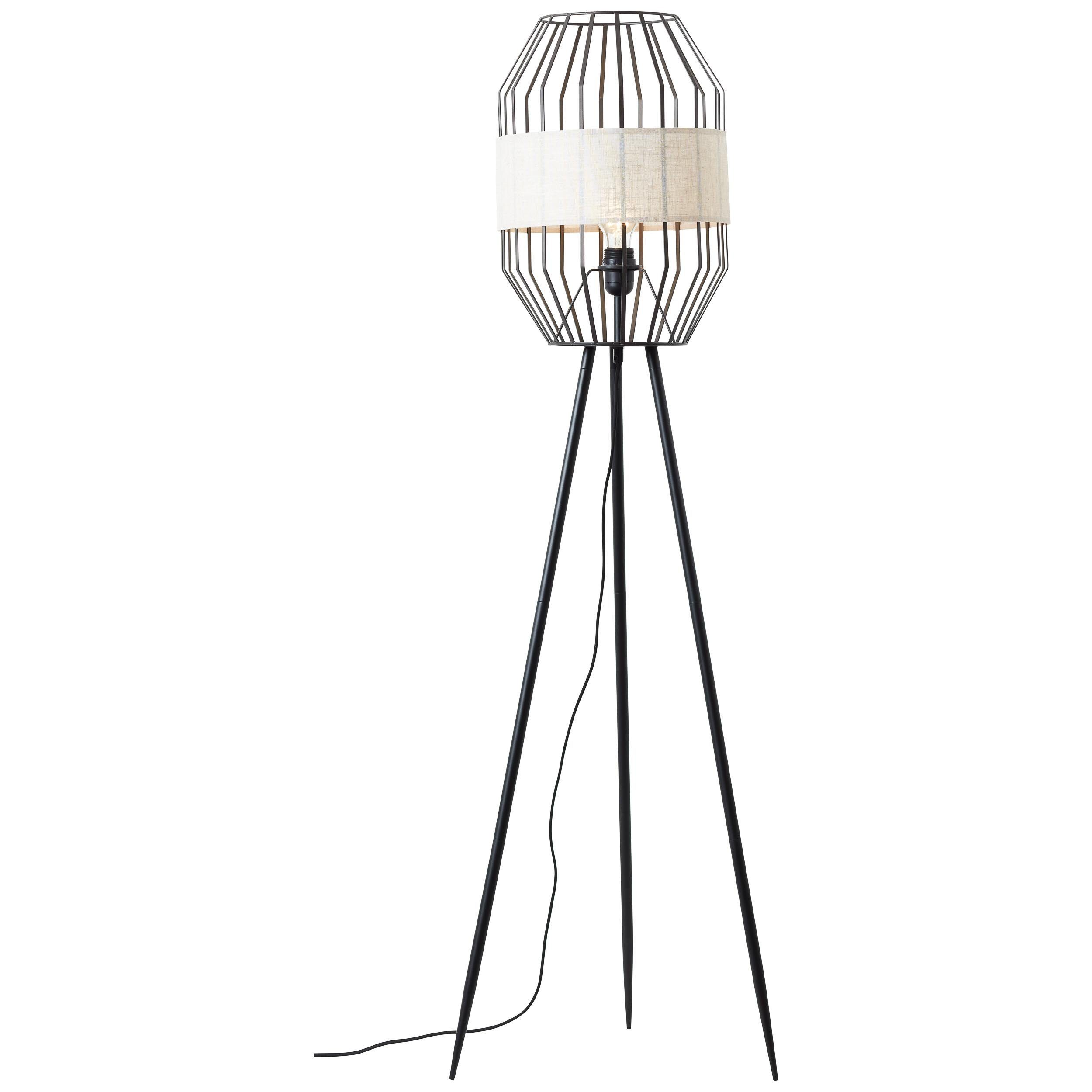 Brilliant Stehlampe Slope, Lampe, Slope Standleuchte dreibeinig schwarz/ natur, 1x A60, E27, 40W