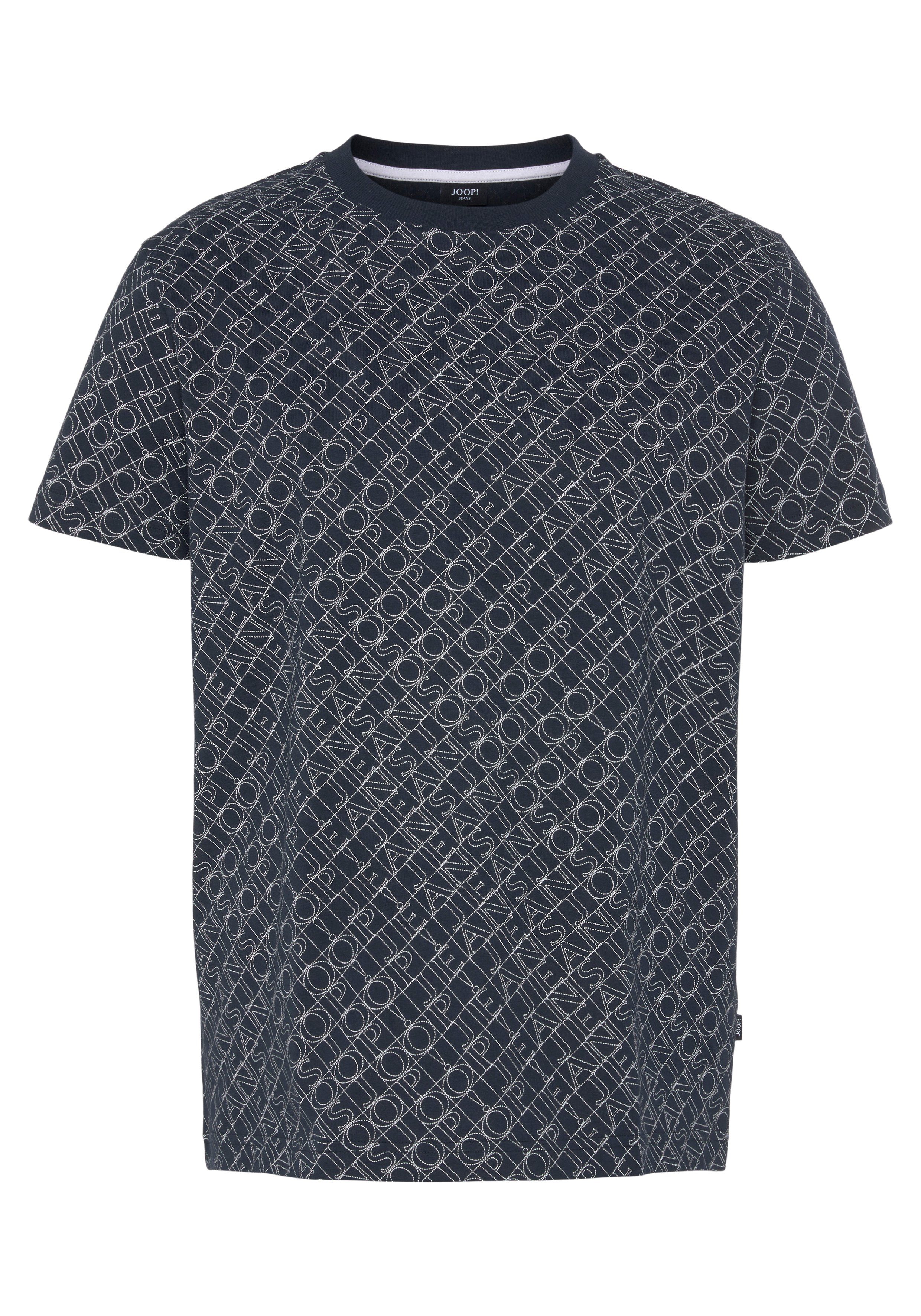 T-Shirt marine Jeans gemustert mit Logoprint allover Joop