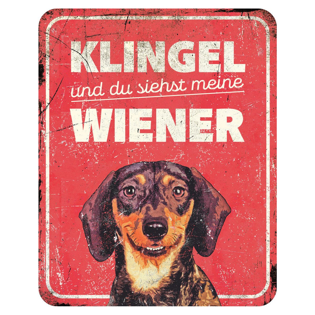 D&D Warnschild Warnschild Dackel rot