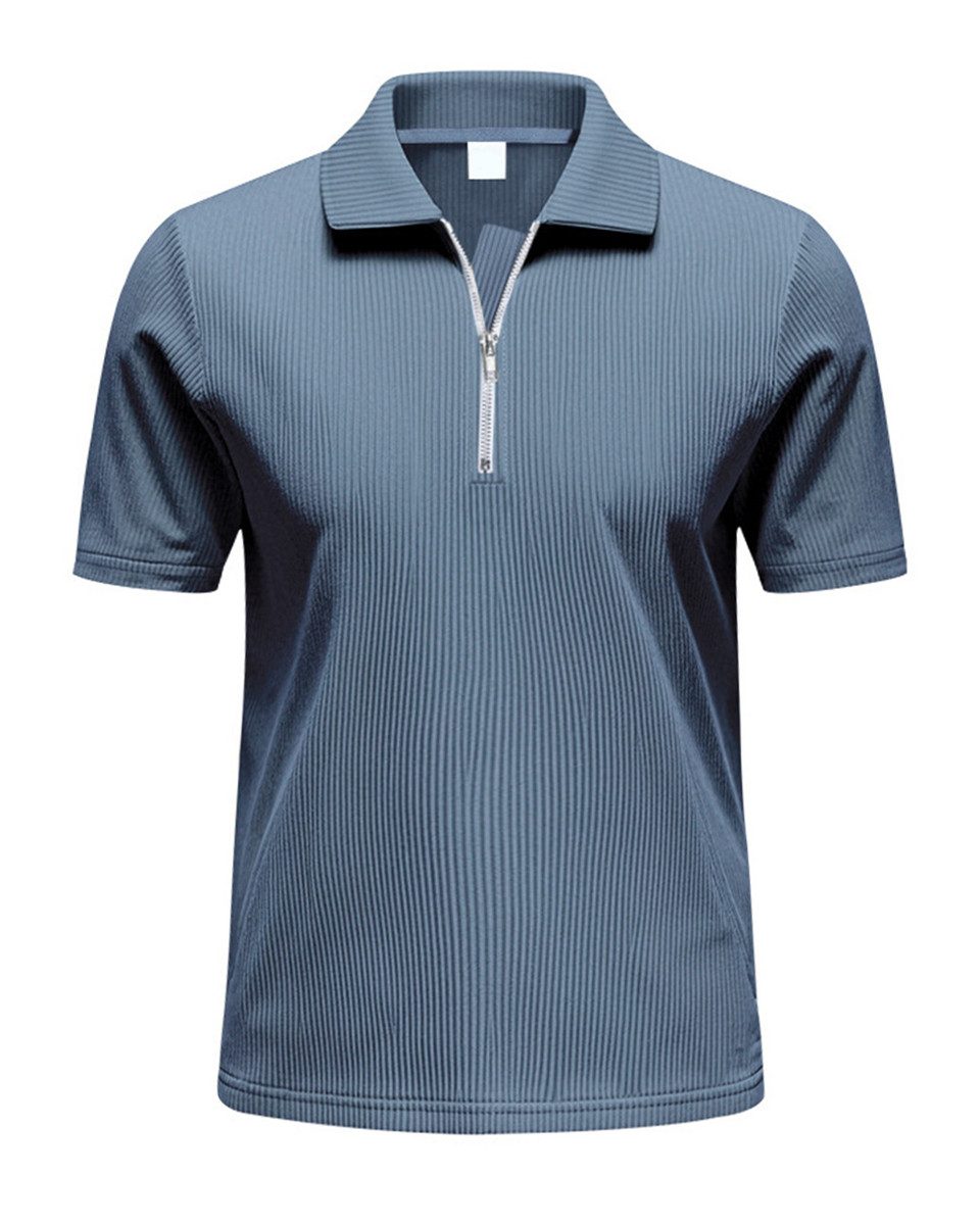 Allthemen Poloshirt mit Cord-Struktur Halbzip Kurzarmshirt günstig online kaufen