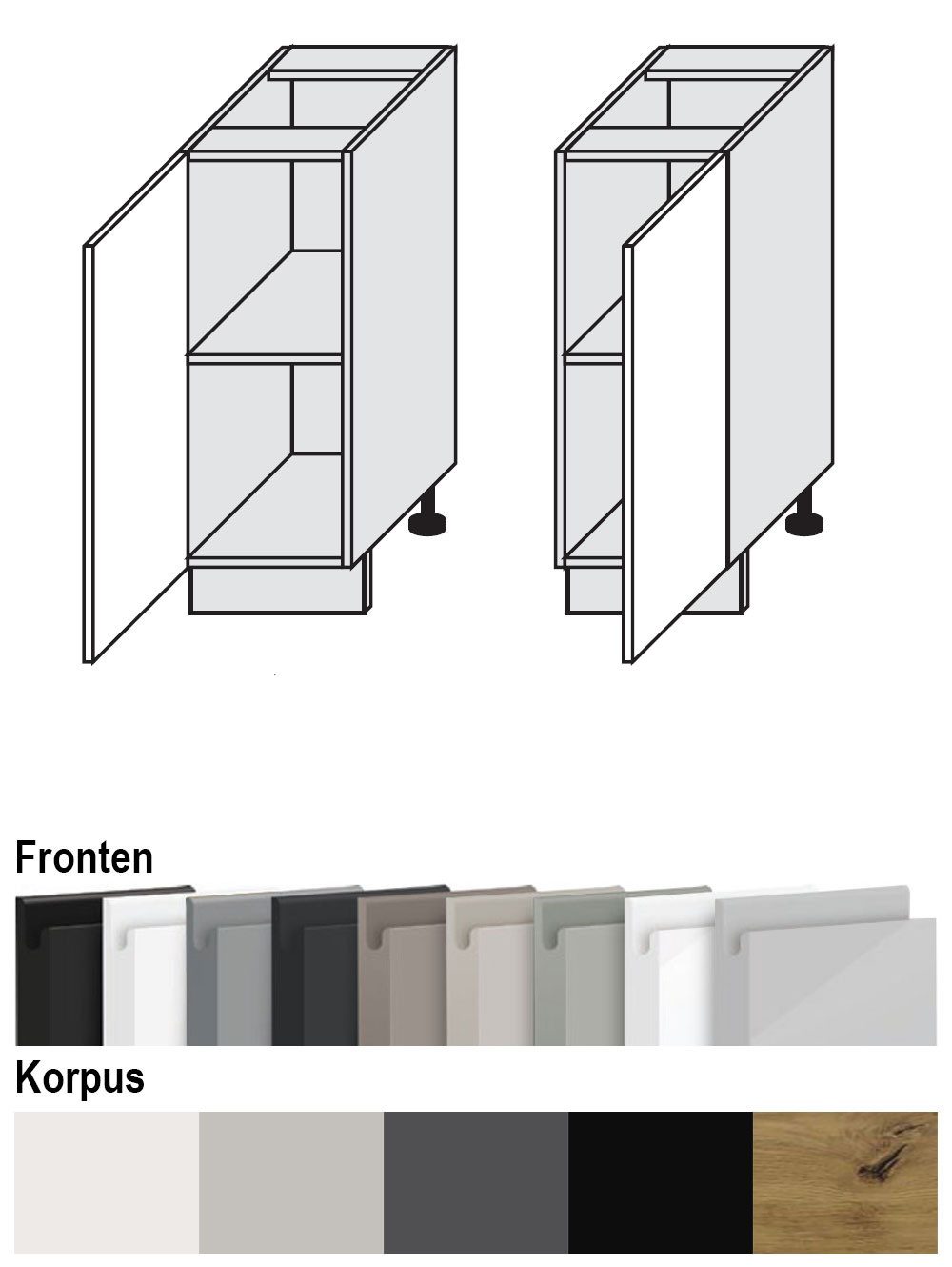 Feldmann-Wohnen Unterschrank Avellino (D1D/30, 1-türiger Unterschrank mit 1 Einlegeboden, 1-St., moderne Optik, Acrylfronten, Griffmulden) 30x50x82cm grifflos Eiche Artisan - weiß Acryl Hochglanz (AV-D1D/30)
