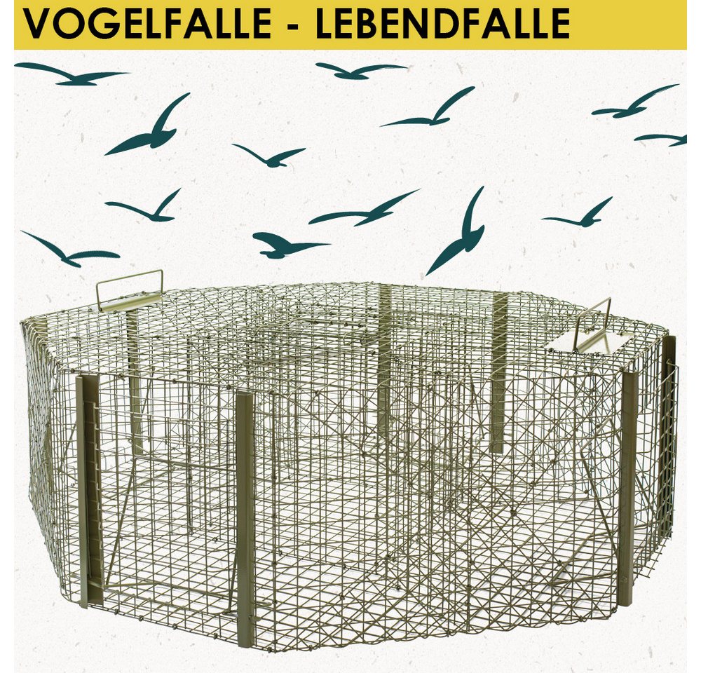 Thumbnail - Petigi Lebendfalle Lebendfalle Vogelfalle Grün Falle 4 Kammerfalle Drahtfalle 100 x 88 cm