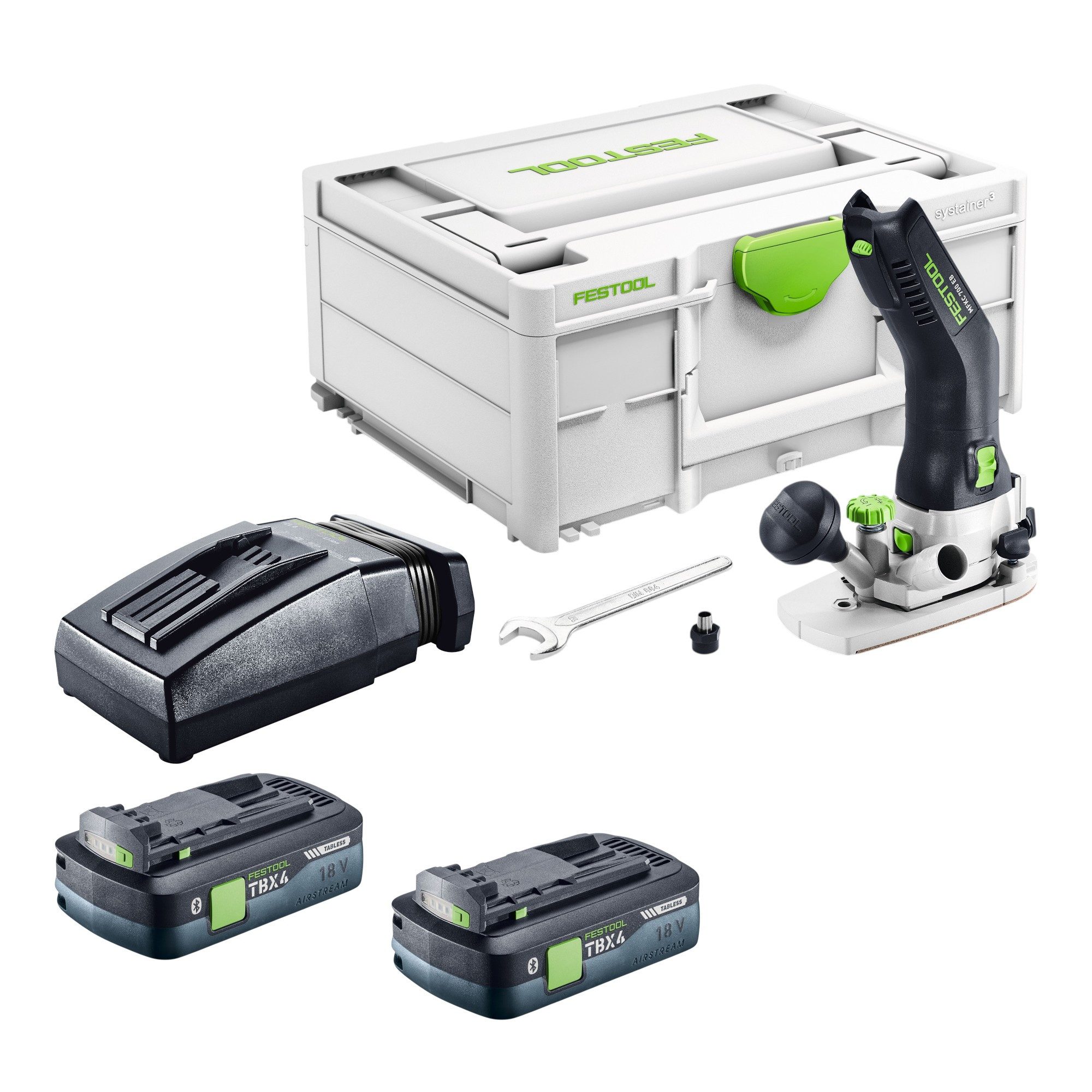 FESTOOL Oberfräse MFKC 700 EB-Basic 18 V 8 mm + 2x Akku 4,0 Ah + Ladegerät + Systainer