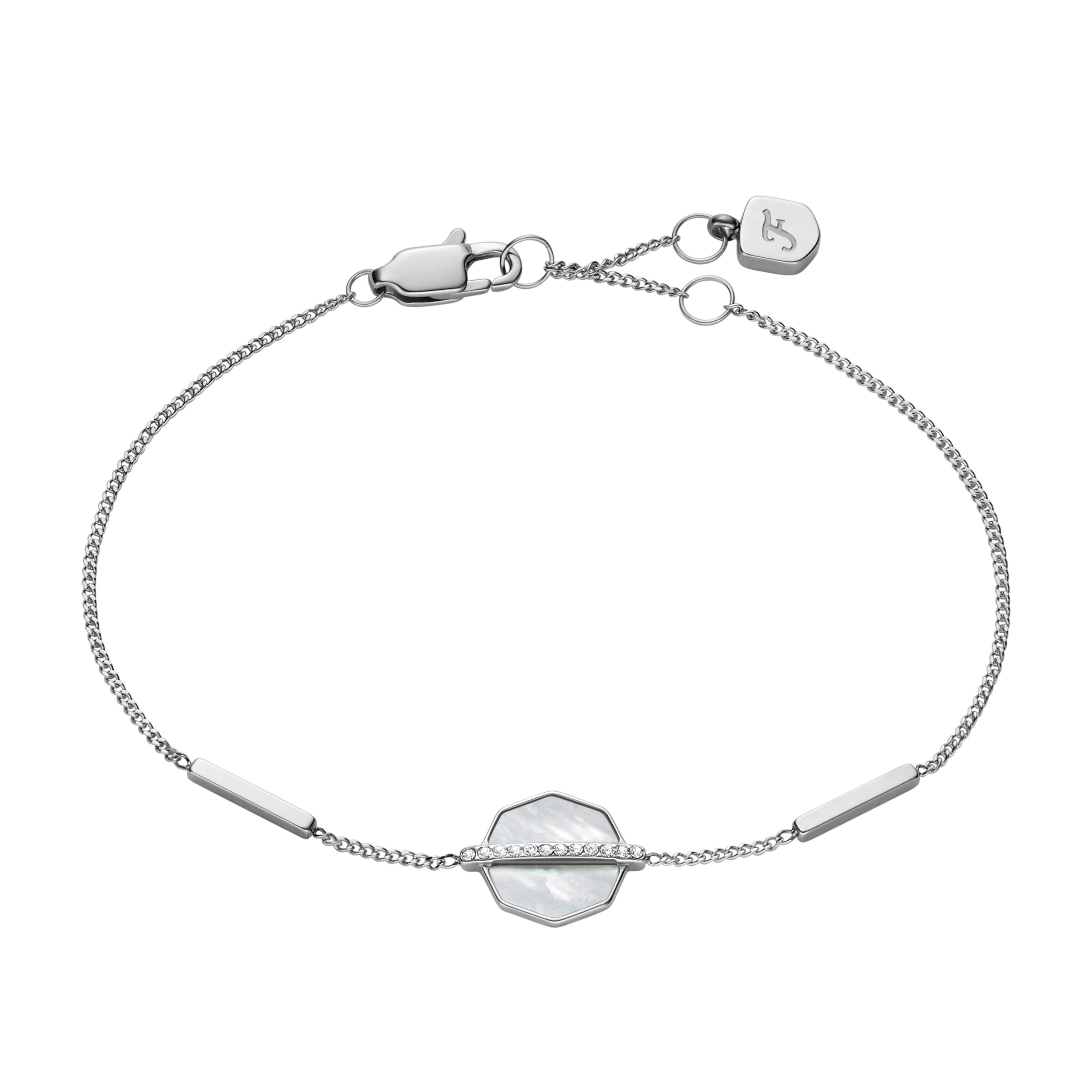 Fossil Armband Schmuck Geschenk Edelstahl JEWELRY, mit Glasstein - mit Perlmutt