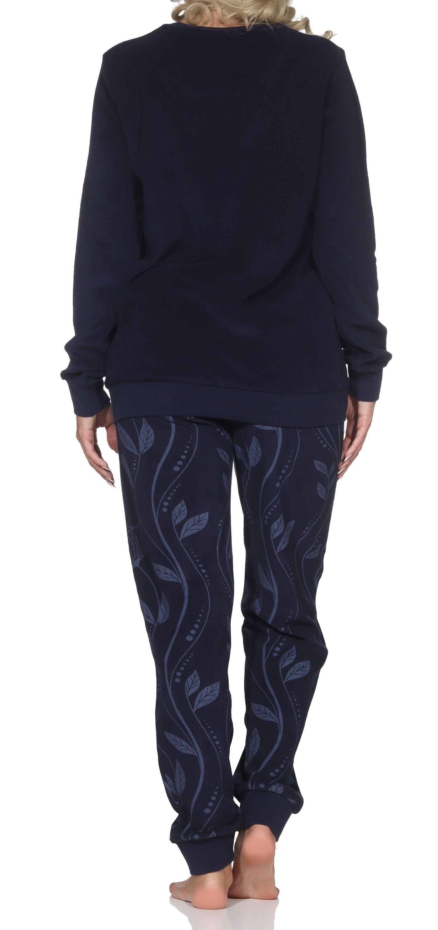 Normann Pyjama Normann Damen Frottee Schlafanzug lang mit Bündchen in edler Optik – Bild 3 von 5