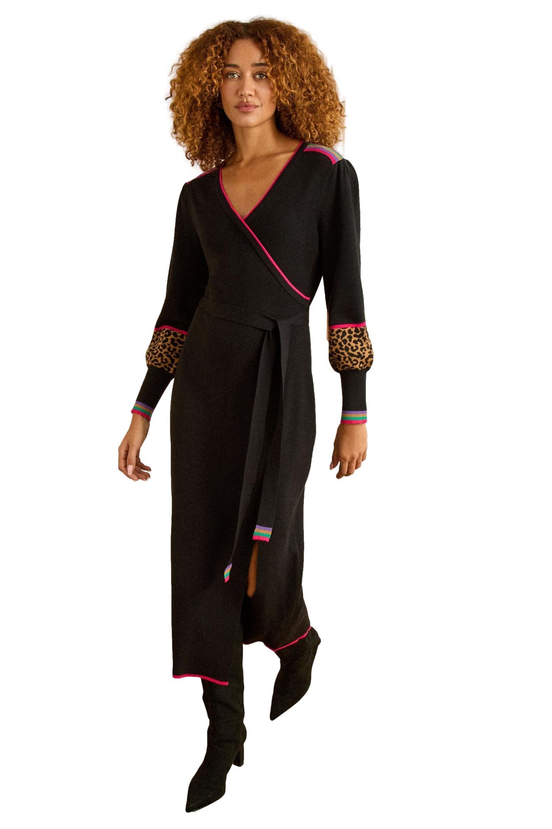 Midikleid Love & Roses Midi-Strickkleid mit V-Ausschnitt