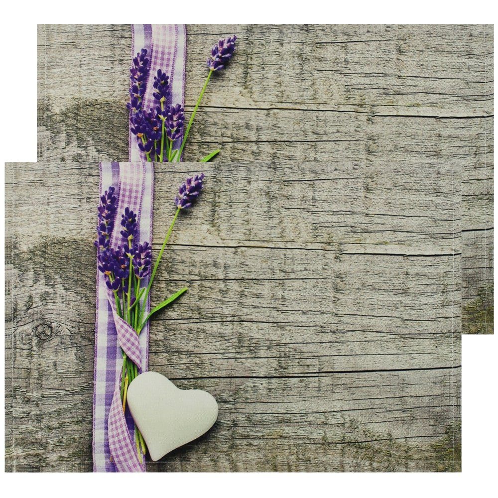 Platzset, Tischsets Textil CLOTH Lavendel HOME & Herzen (2-St) Set 45x30 2er cm, matches21 HOBBY, Holz