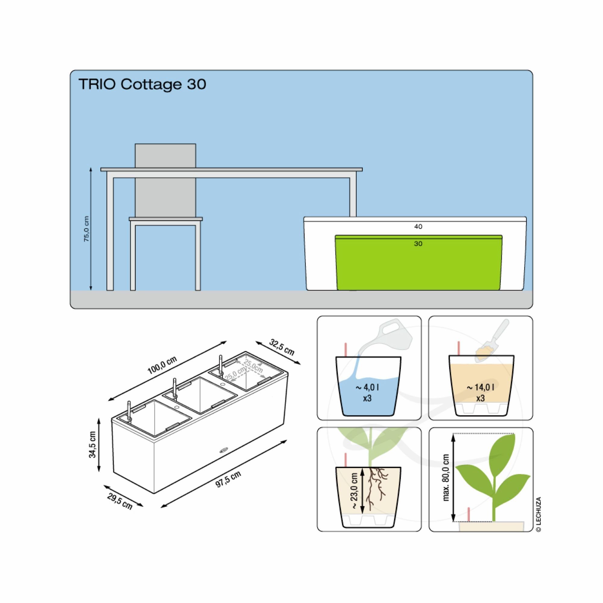 Pflanzkübel Cottage 30 Trio (1 Sichtschutz Gemüse St) Flechtstruktur Lechuza® sandbraun