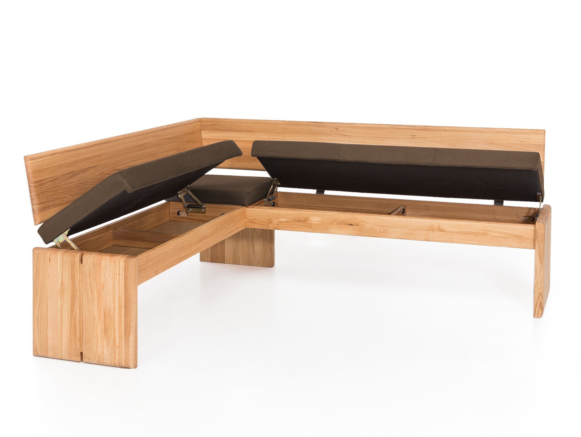 Moebel-Eins Eckbank, SCOTT Eckbank mit Truhe, Material Massivholz/Bezug Kunstfaser