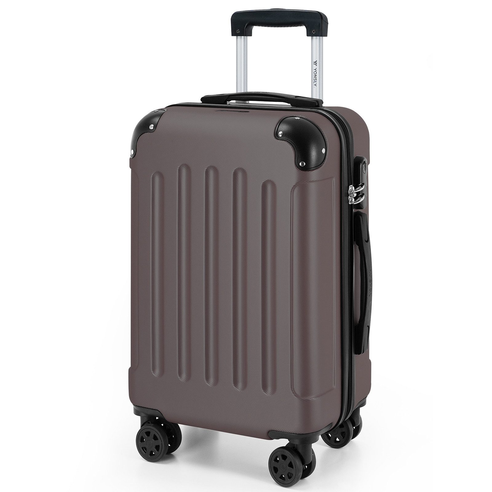 YONSLY Hartschalen-Trolley Hartschalen-Reisekoffer Trolley Rollkoffer in S/M/L/XL Größen, 4 Rollen, mit 360°-Lenkrollen, Zahlenschloss und mehrstufigem Teleskopgriff