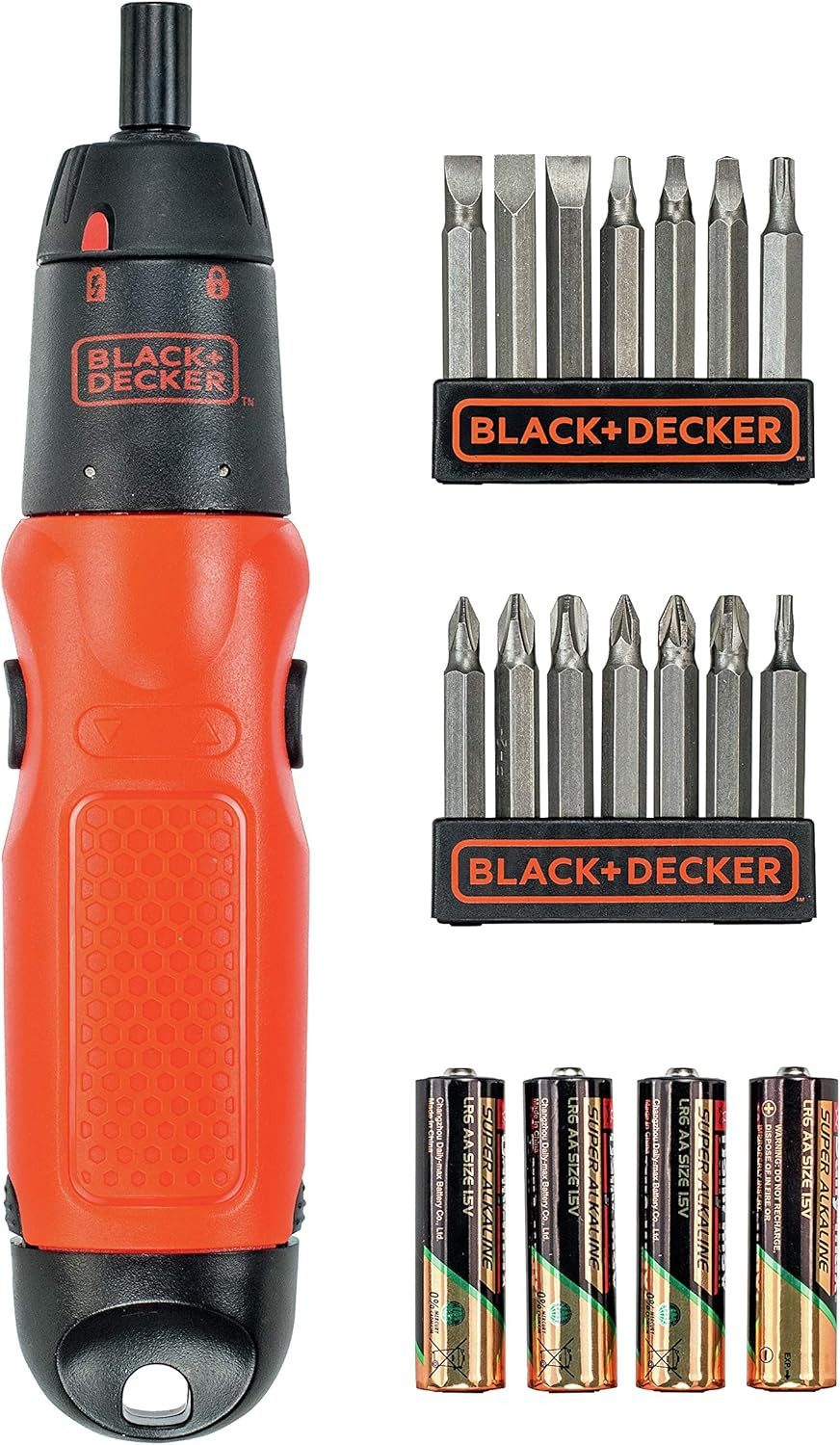 Black + Decker Bit-Schraubendreher Batterie-Stabschrauber-Set, 19-teiliger A7073-XJ, (1 St)