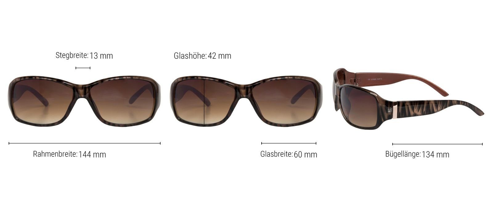 Braun styleBREAKER (1-St) Braun Getönt Sonnenbrille Gestell / Verlauf Glas