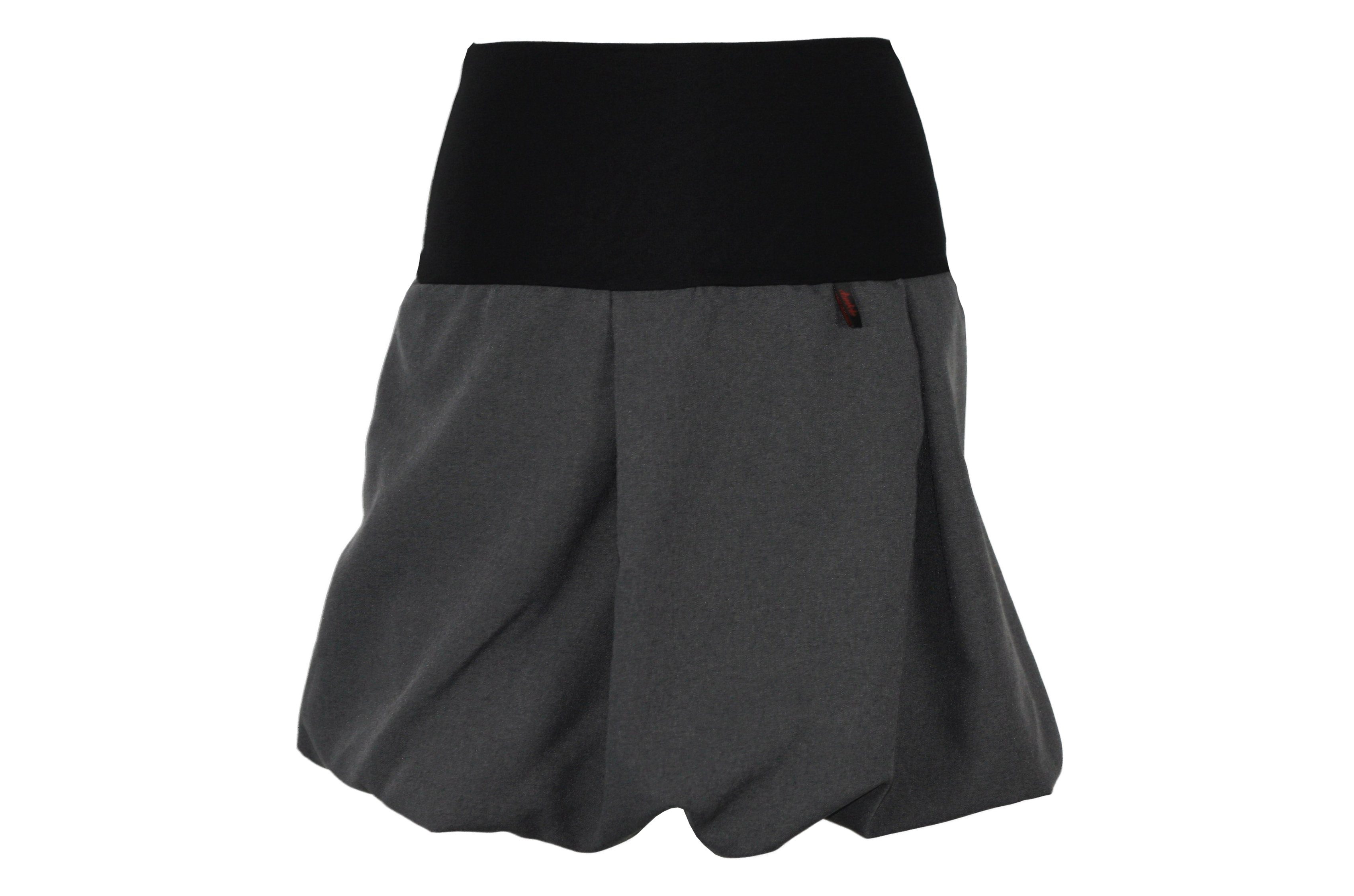 dunkle design Minirock Ballonrock Grau Schwarz Ecru Mini elastischer Bund