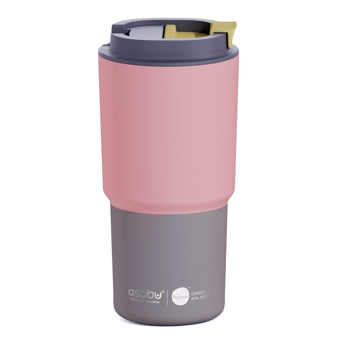 ASOBU Coffee-to-go-Becher Asobu Coffee to Go Becher 650ml Pastel Puramic-Keramik auslaufsicher, 650 ml Fassungsvermögen, Puramic-Keramikbeschichtung