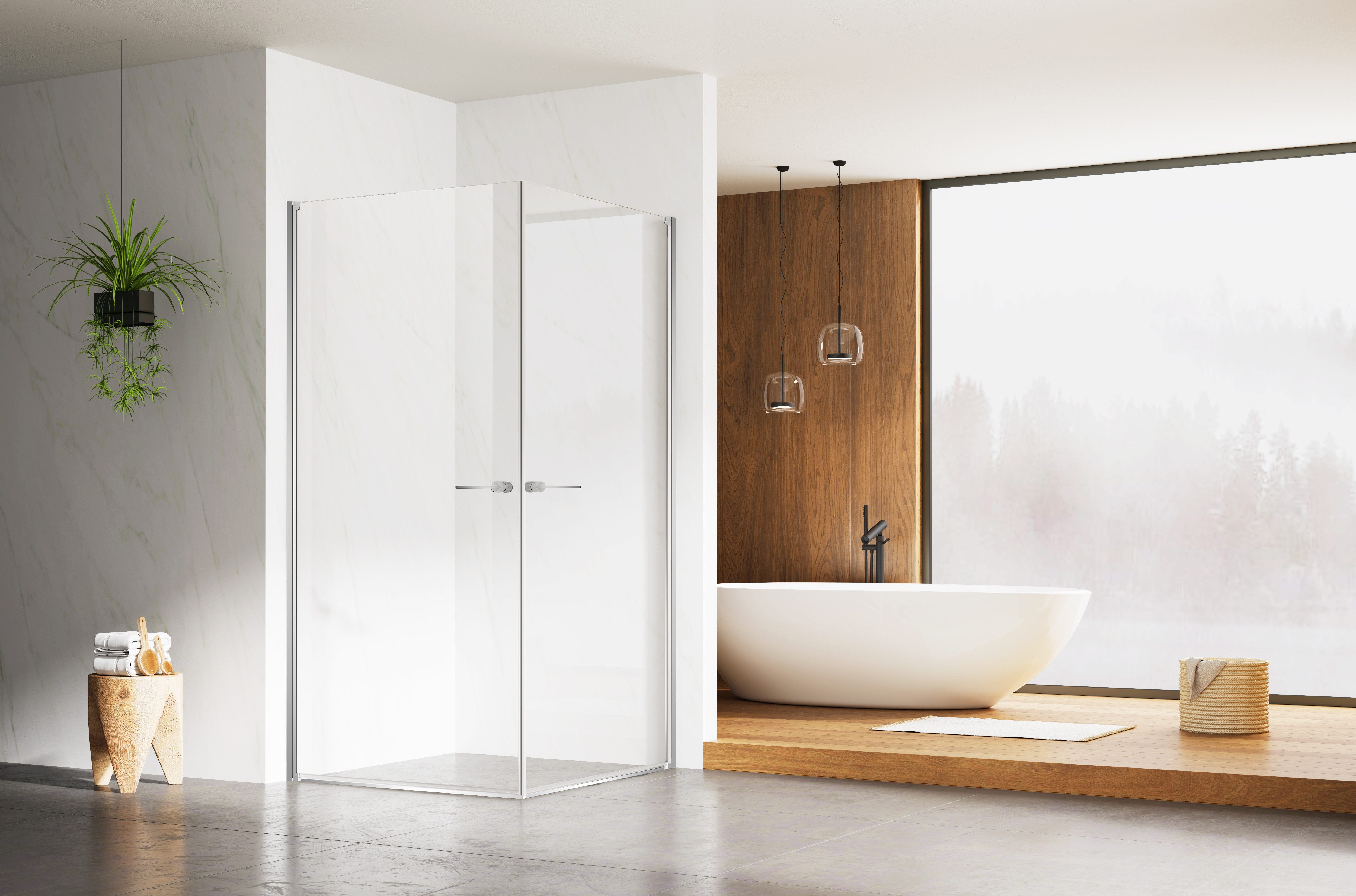 welltime Eckdusche Firenze, Einscheibensicherheitsglas, mit variablem Verstellbereich, Duschabtrennung mit Schiebetüren