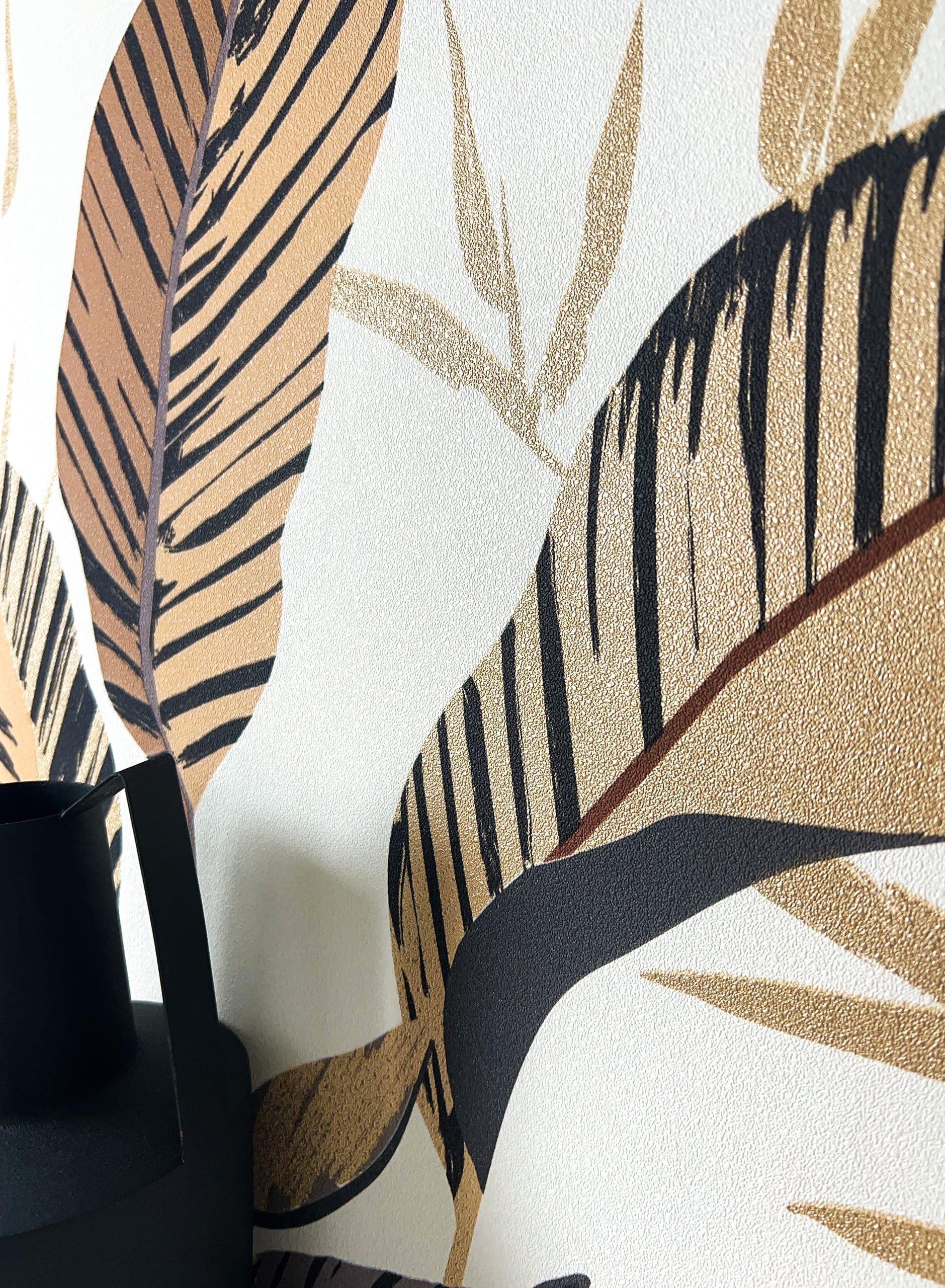 Newroom Vliestapete, Beige Tapete Modern Dschungel günstig online kaufen