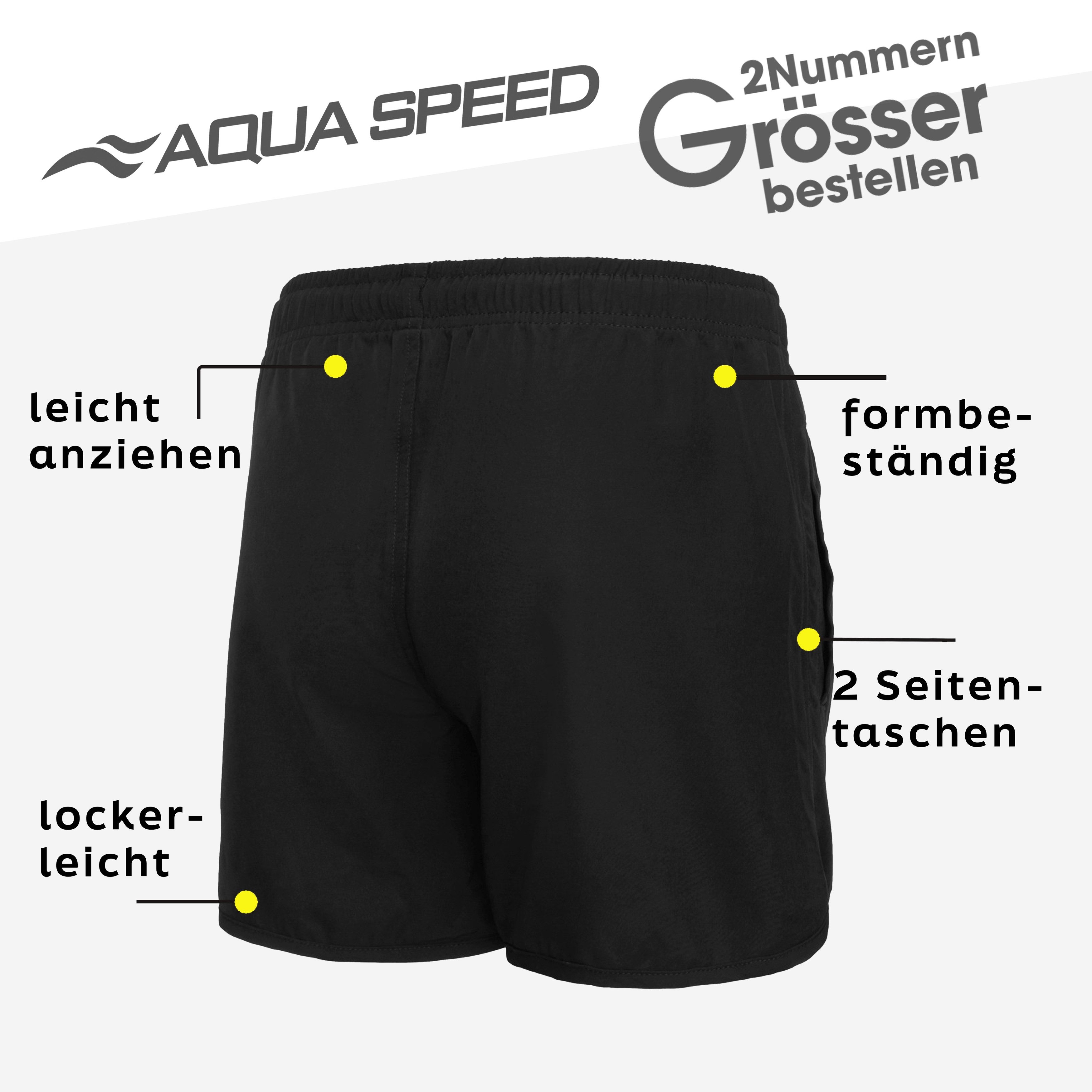 Aqua Speed Boardshorts (Schwimmshorts lang – elastisch, bequem & sportlich für Strand) Sanftes Schwarz in S – formstabil, luftig & ideal für heiße Tage
