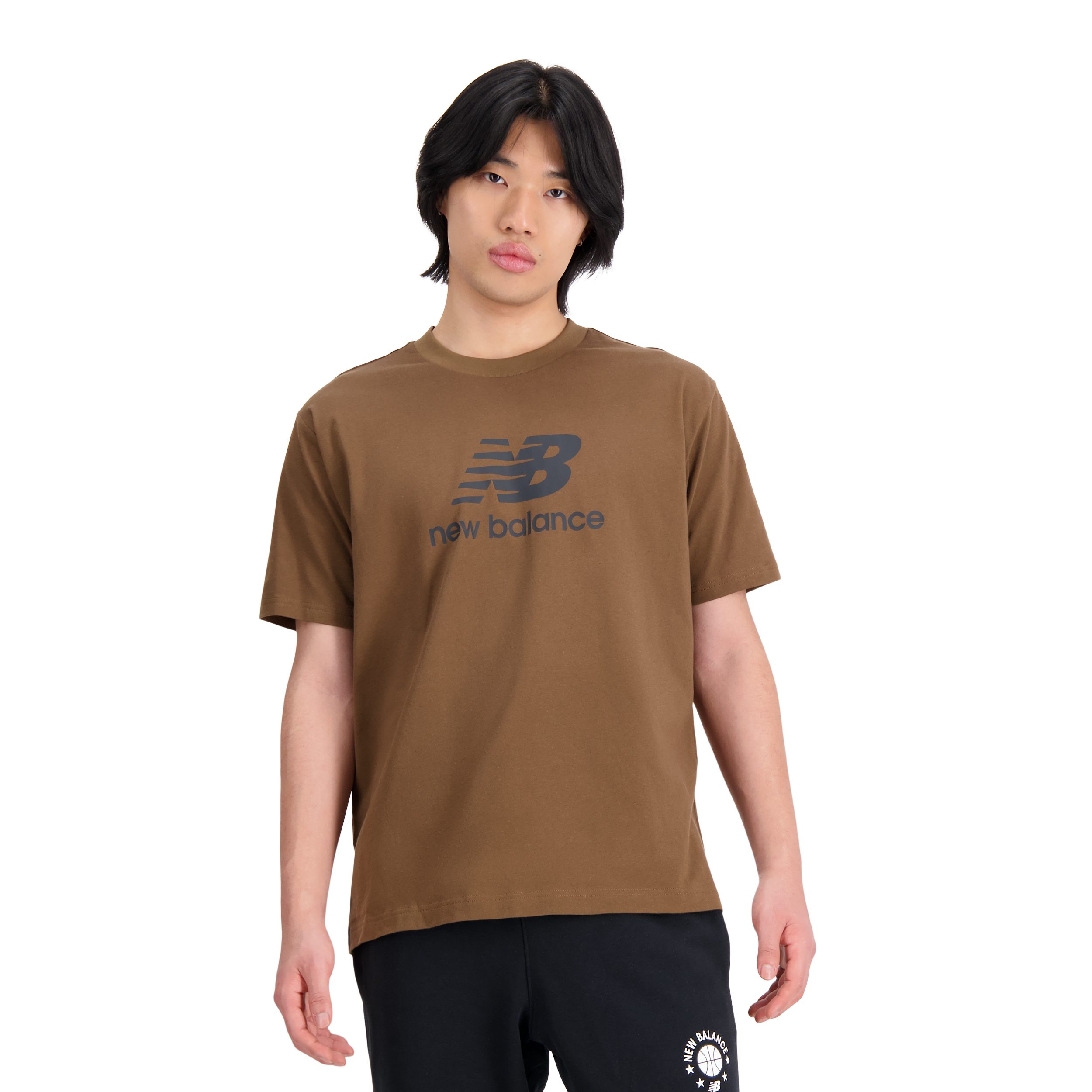 New Balance T-Shirt NB ESSENTIALS STACKED LOGO T-SHIRT dark earth | Sport-T-Shirts