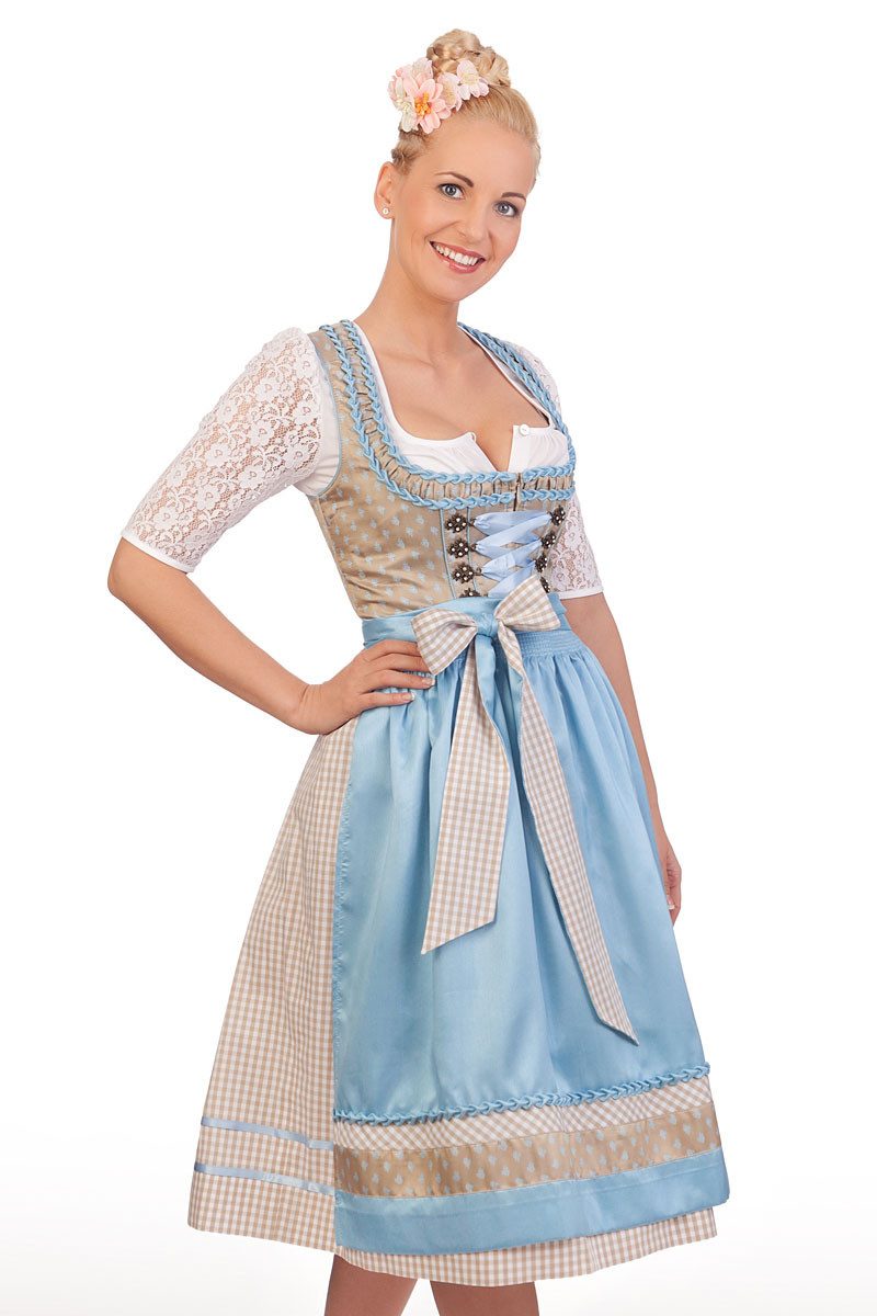 KRÜGER COLLECTION Dirndl Midi Dirndl 2tlg. - HERMINE - hellblau