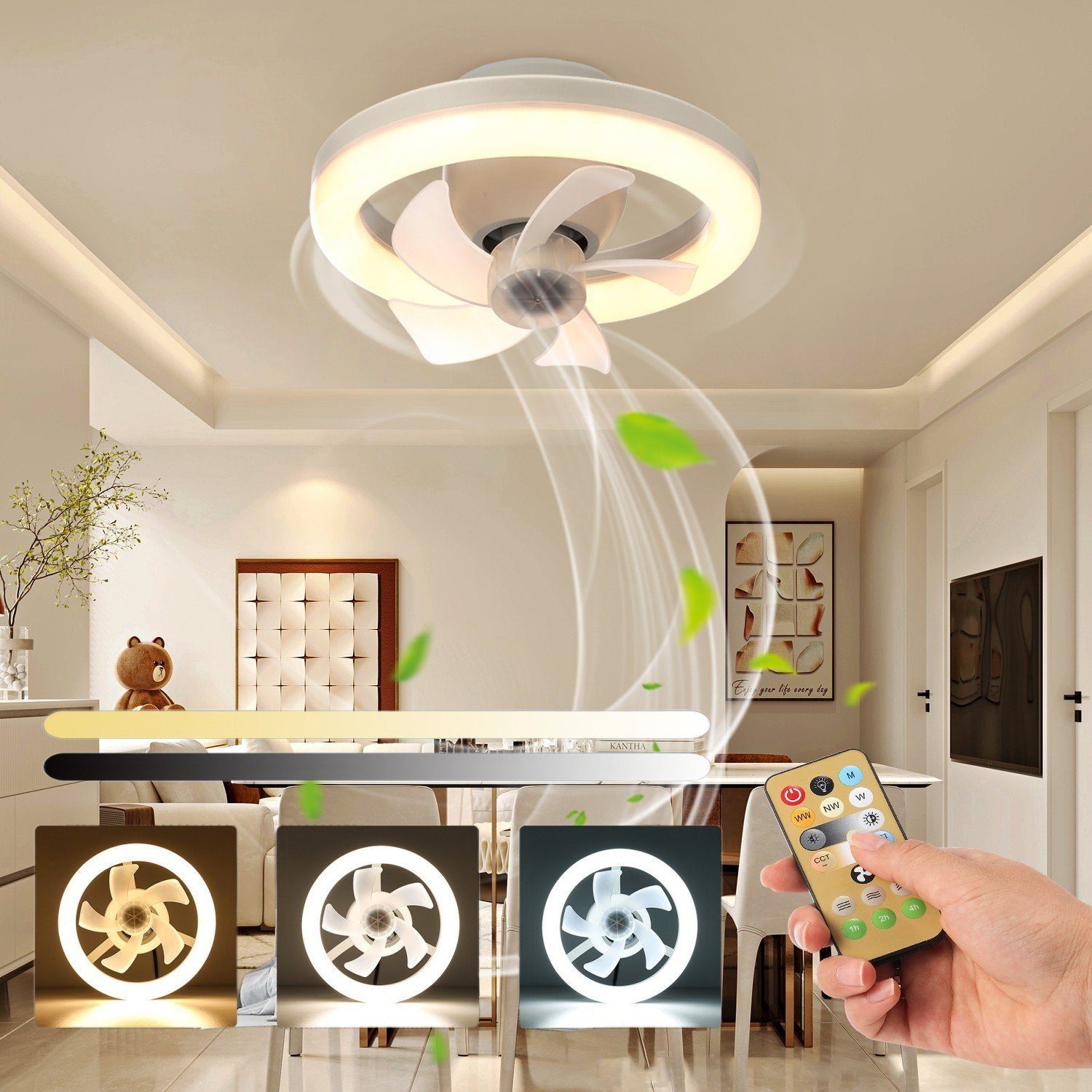 BKZO 55cm LED-Deckenleuchte Mit Ventilator - Dimmba Produktbild-Vorschau 7