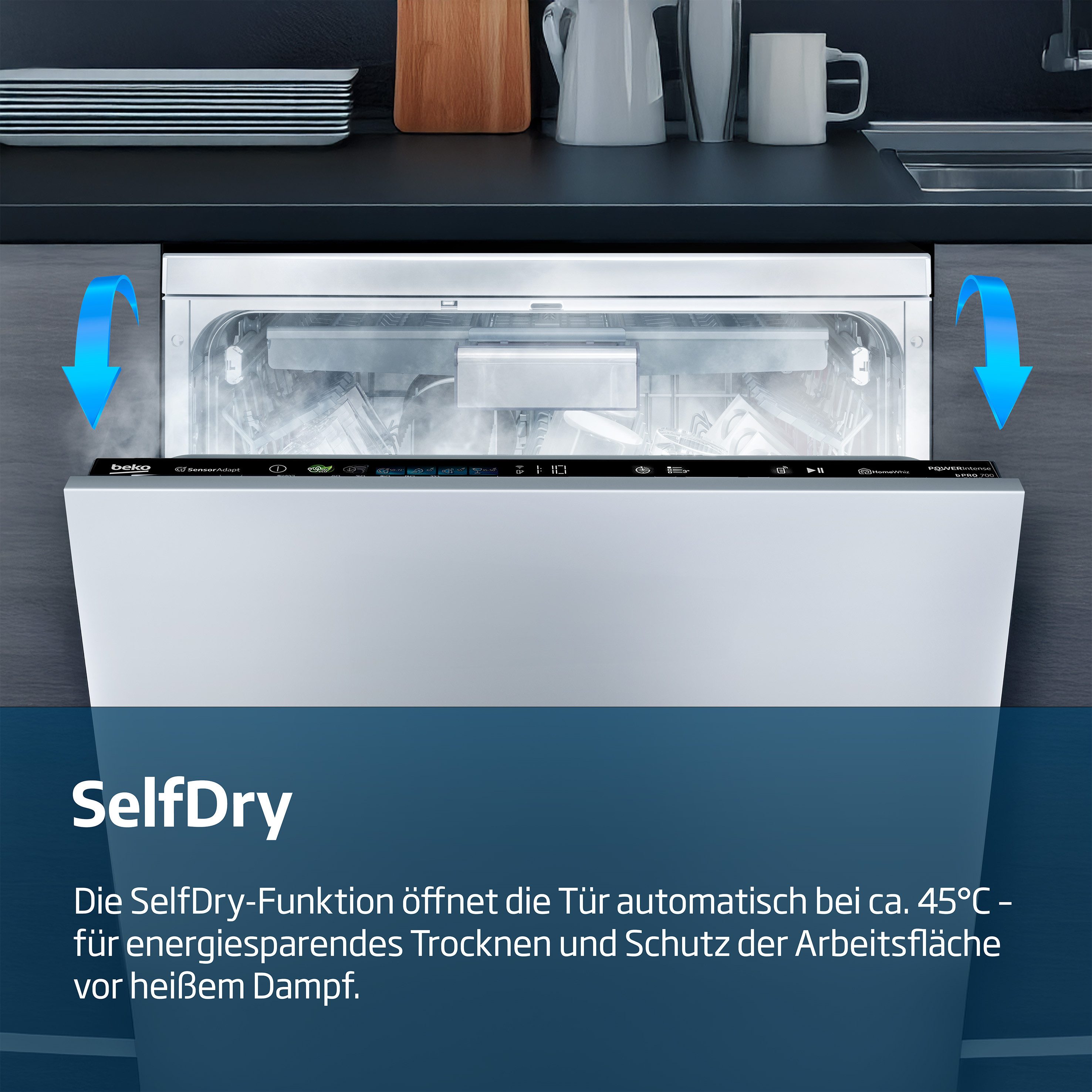 BEKO vollintegrierbarer Geschirrspüler BDIN16R46W, 9,5 l, 15 Maßgedecke, Quick&Shine – schnelle Reinigung mit optimaler Trocknung