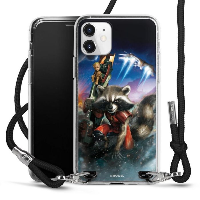 DeinDesign Handyhülle Rocket & Baby Groot Guardians Of The Galaxy Apple iPhone 11 Handykette Hülle mit Band Case zum Umhängen