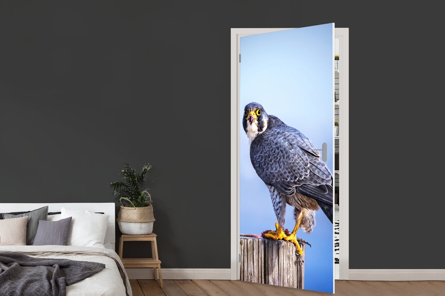 MuchoWow Türtapete Nahaufnahme eines Raubvogels auf Türaufkleber, Fototapete Tür, (1 einer St), für bedruckt, Matt, Holzstange, cm 75x205 dicken