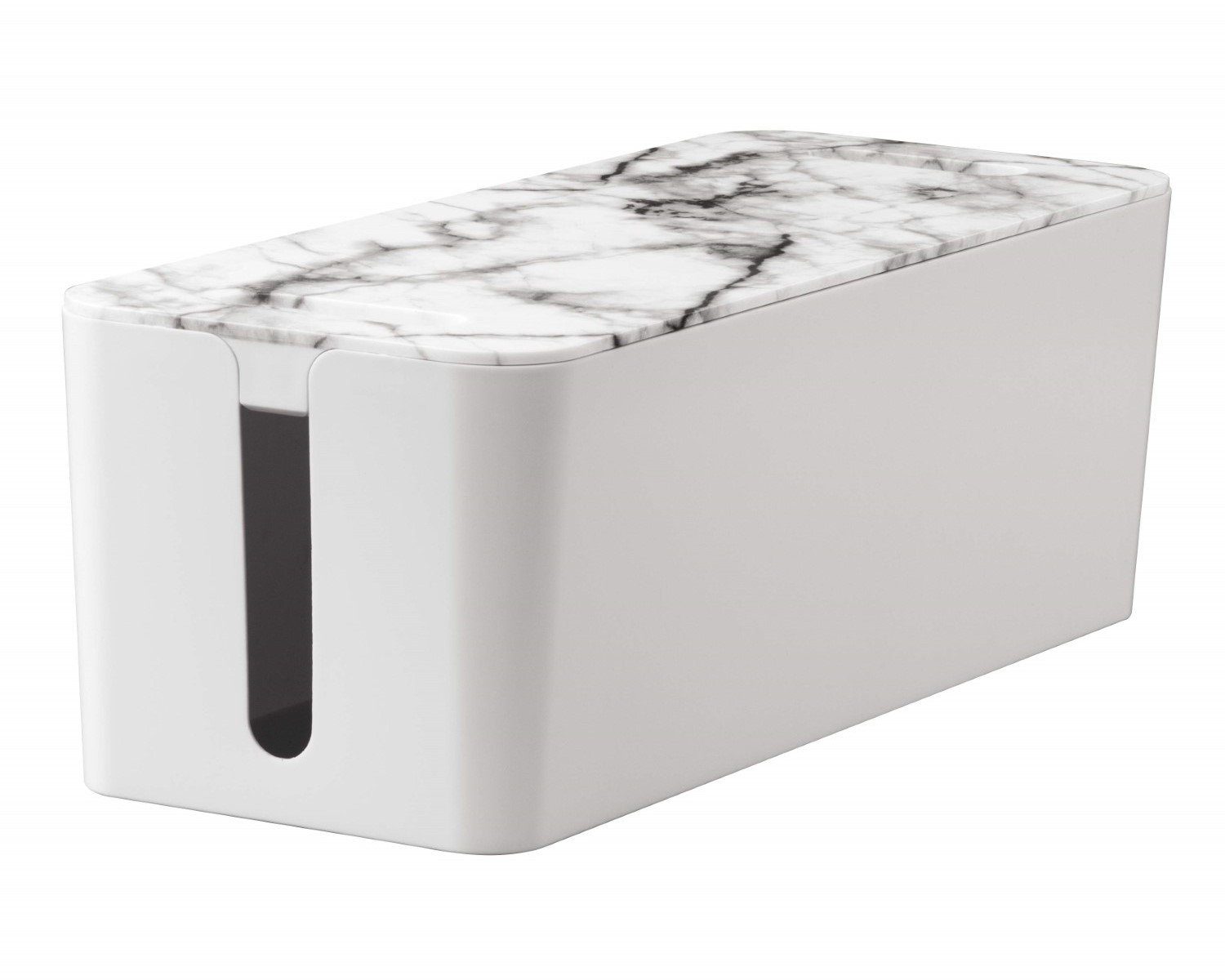 Hama Kabelbox Marmor-Design Kabelmanager Ladebox Mehrfachsteckdose, Kabel-Organizer Kabelmanagement Kabel-Aufbewahrung Kabelkasten Büro